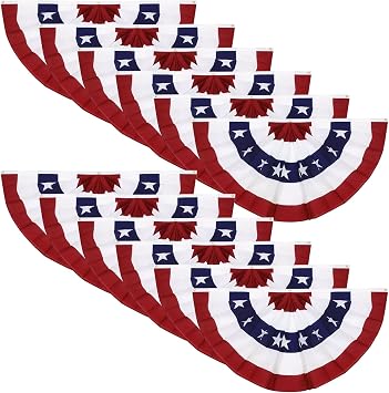 8PCS 2x4 Ft American Pleated Fan Flag, 4th of July Patriotic Bunting