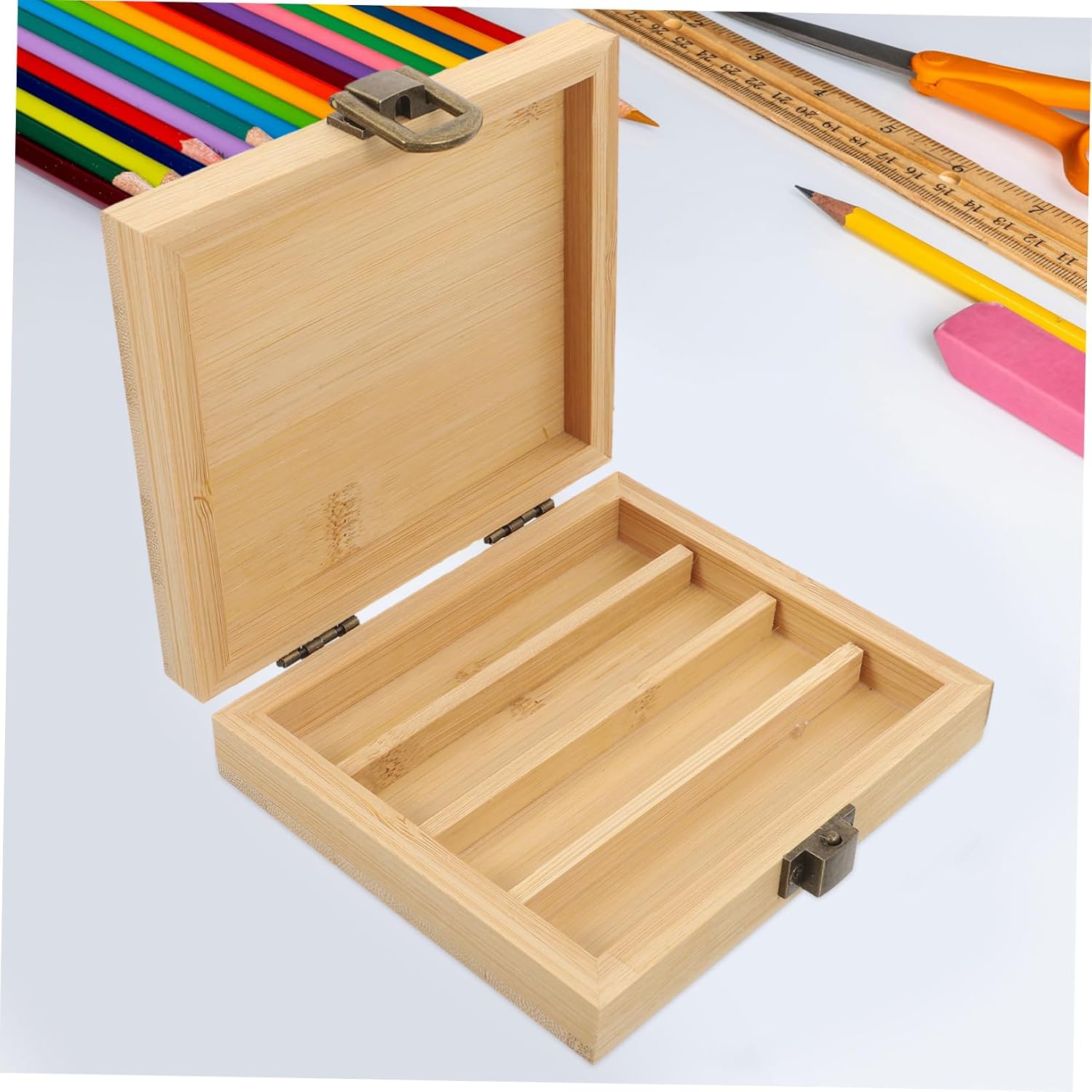 Empty Watercolor Paint Palette Box Wooden Color Mixing Tray with Lid Compact Travel Storage Case for Artists Students Hobbyists Versatile Organizer for Watercolor Paints