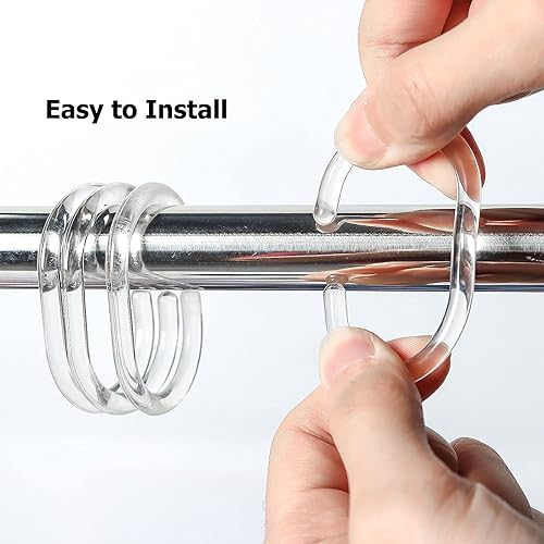 Miniatura 4 de Anillos de cortina de ducha de plástico de alta calidad, ganchos para cortina de ducha deslizantes en barras de ducha estándar, cierre fácil a