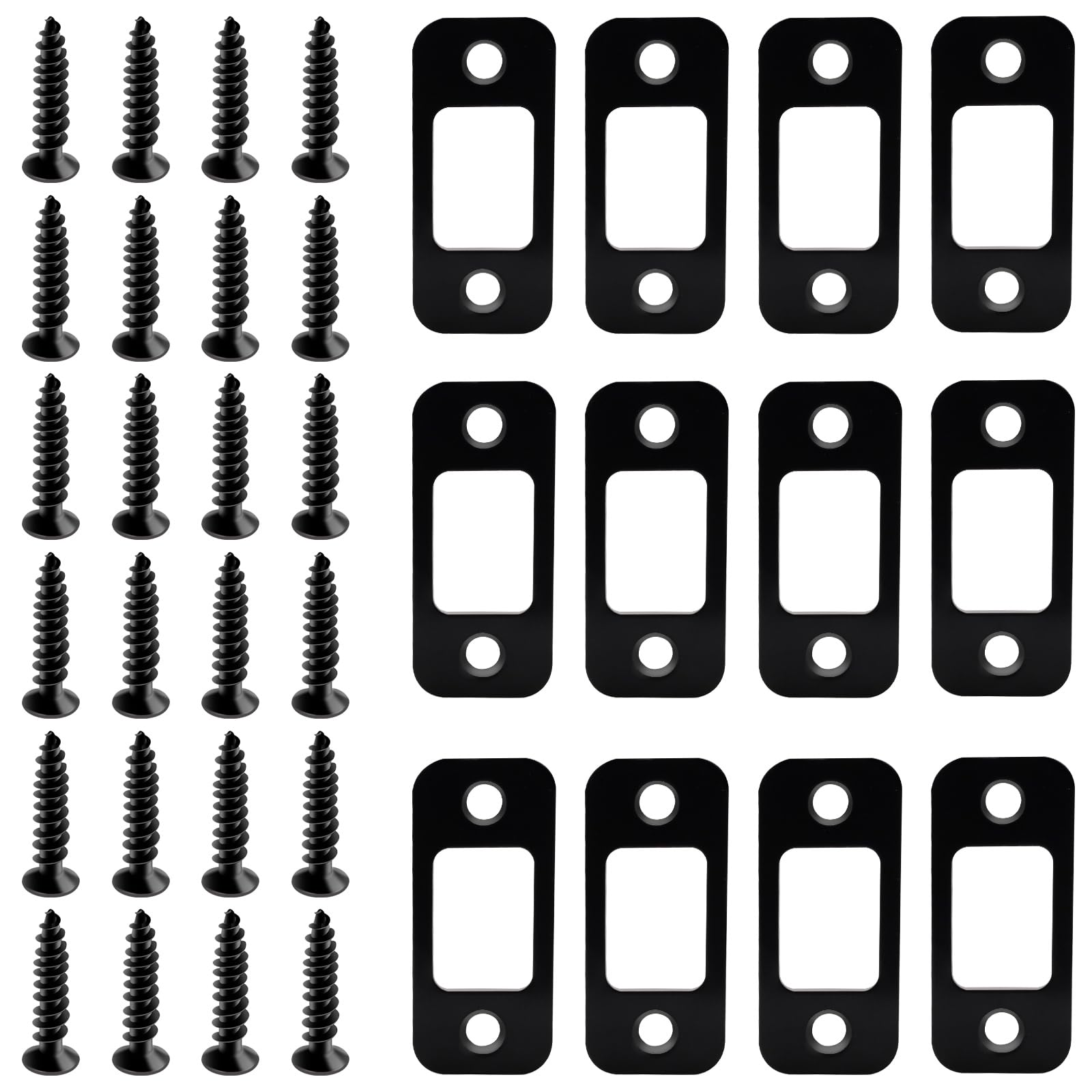 Deadbolt Strike Plate, Stainless Steel Door Strike Plate, Strike Plates for Exterior Doors (Black)