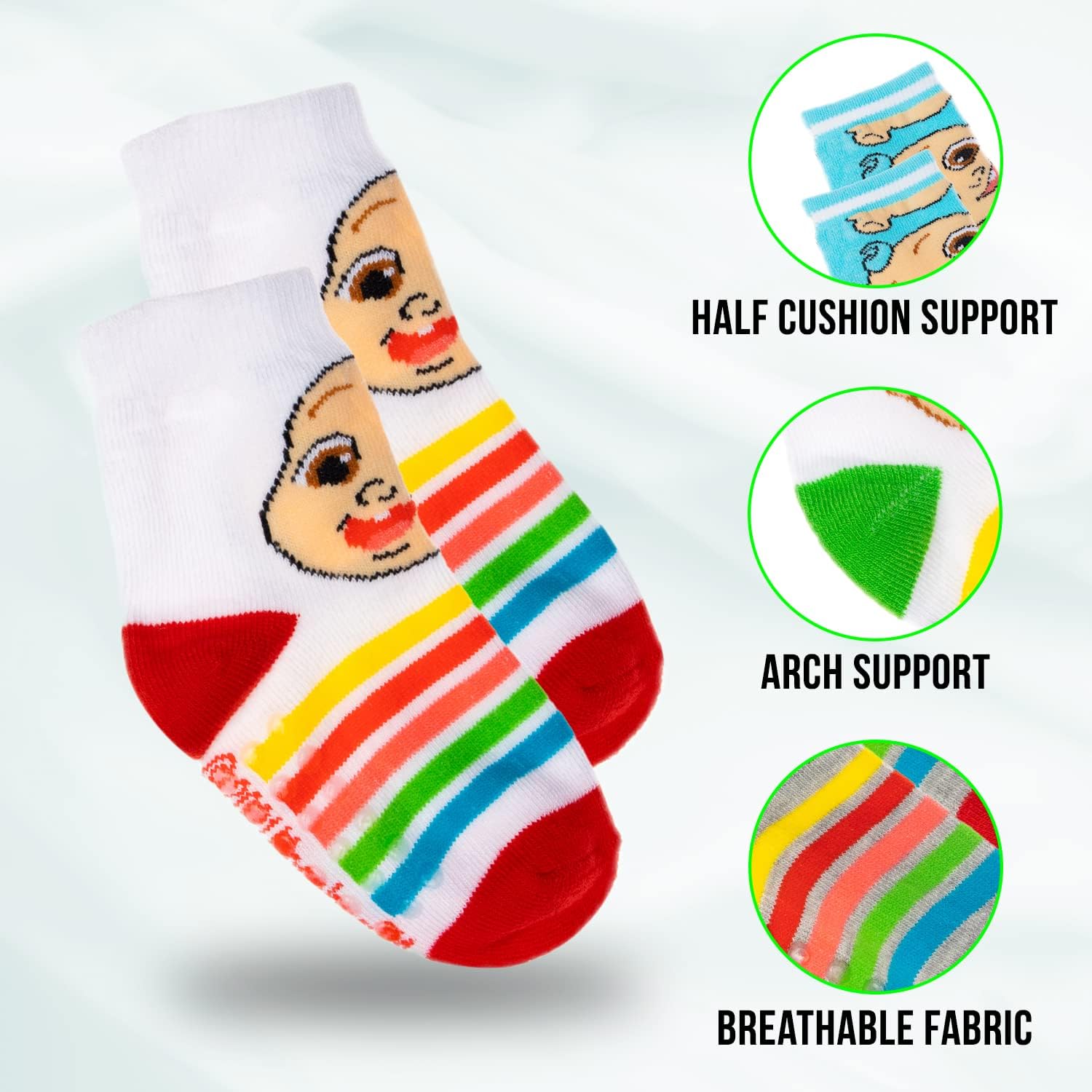 Cocomelon Socks 10 Pack Toddler Socks 6-24 Months & 2T-5T Unisex Multicolored Cartoon Crew Socks