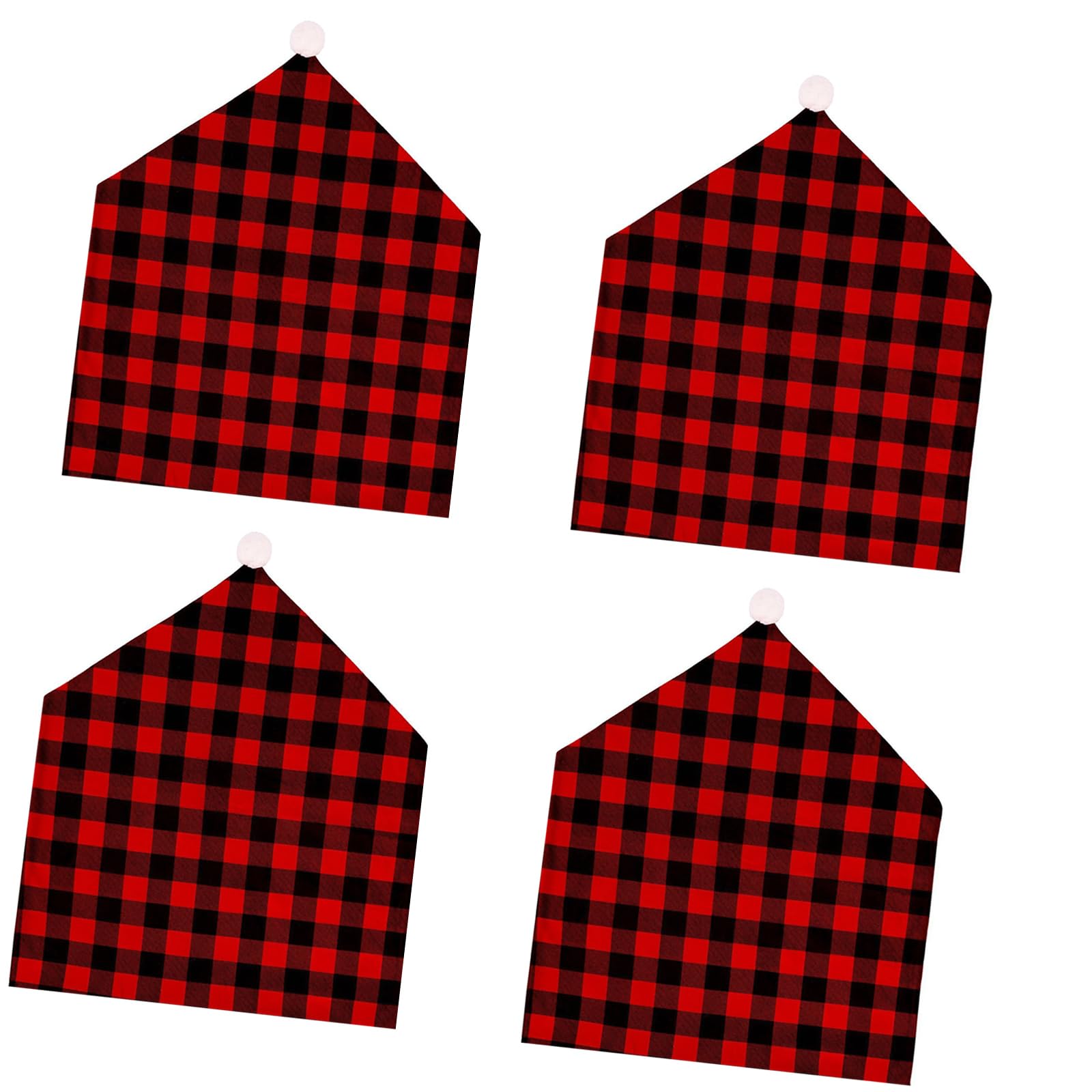 Tsophreniq Chair Protectors Nonwoven Fabric Checkered Santa Hat Shape Back Slipcovers Home Party Essential Decors Christmas Protectors