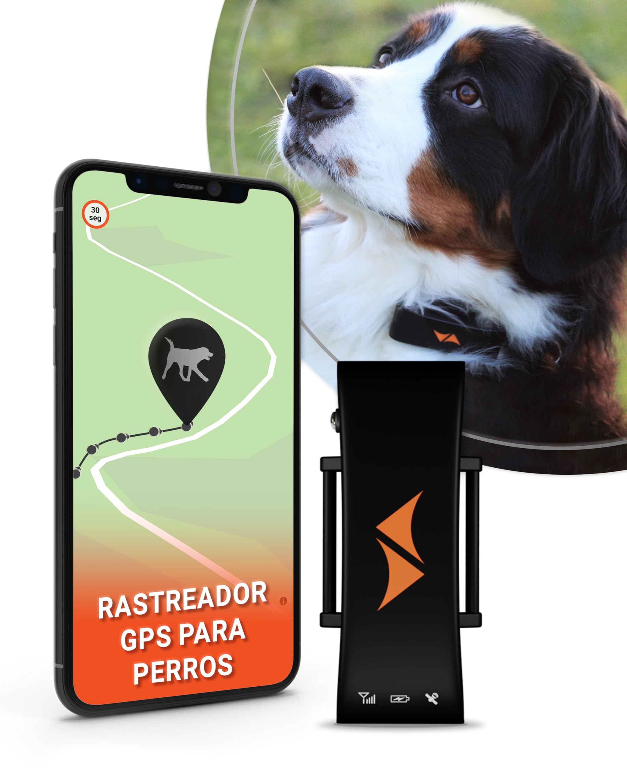PAJ Localizador para Perros - Alarma en Caso de Huida & Seguimiento en Vivo- Wifihome Ahorra batería- señales auditivas- Resistente al Agua (IP67) - para Todos los Collares