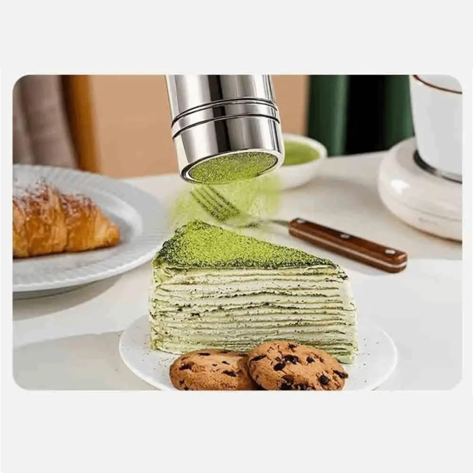 4 Stück Edelstahl-Puderzucker-Shake-Sieb Mit Deckel für Cappuccino | Gewürzflasche, feine Schüttelflasche, glatt(6.6x6.6x7.8cm)