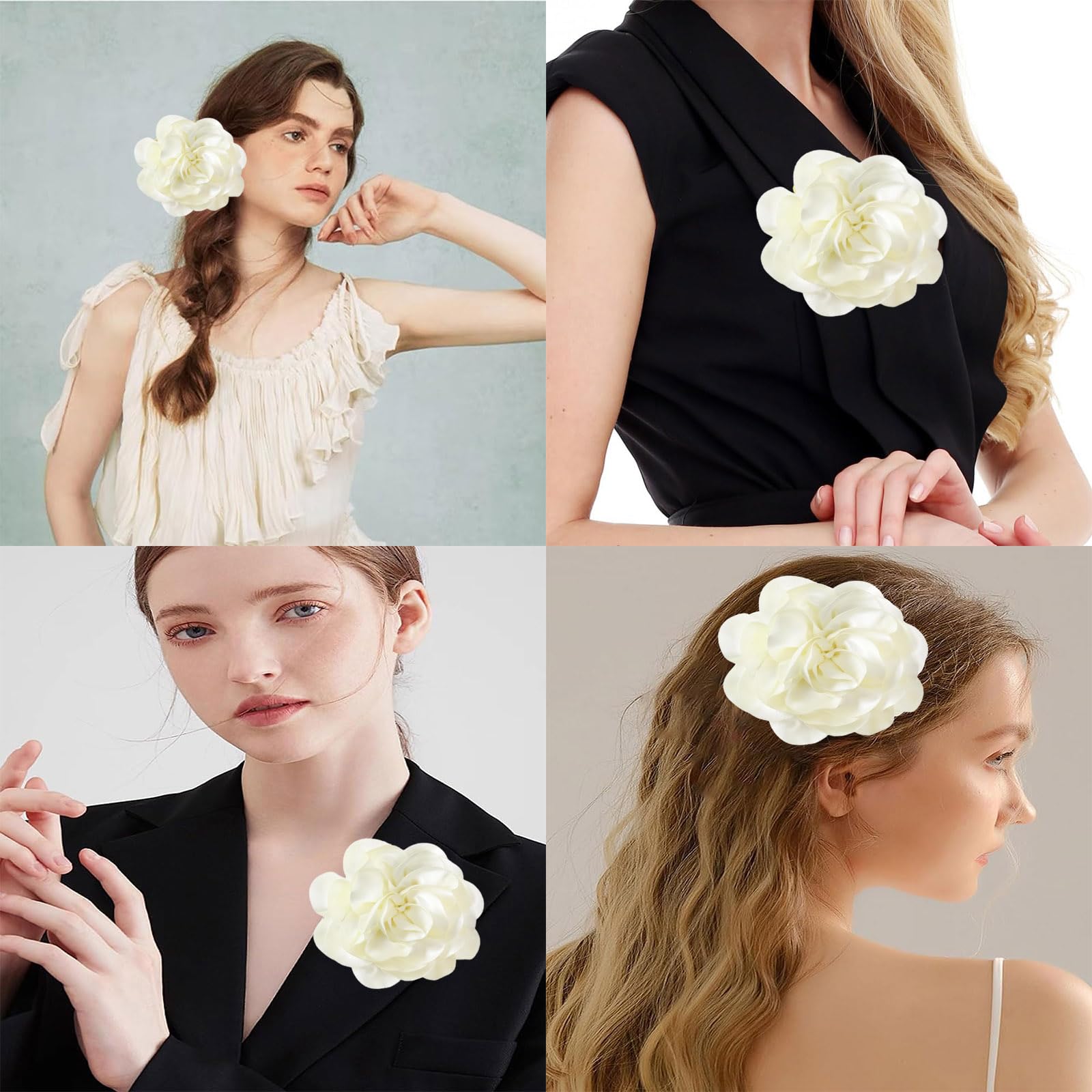 Broche de Flor Elegante Camelia Cintas Pin Fascinator Ramillete Floral para Mujeres Niñas Boda Fiesta Baile 2 Piezas