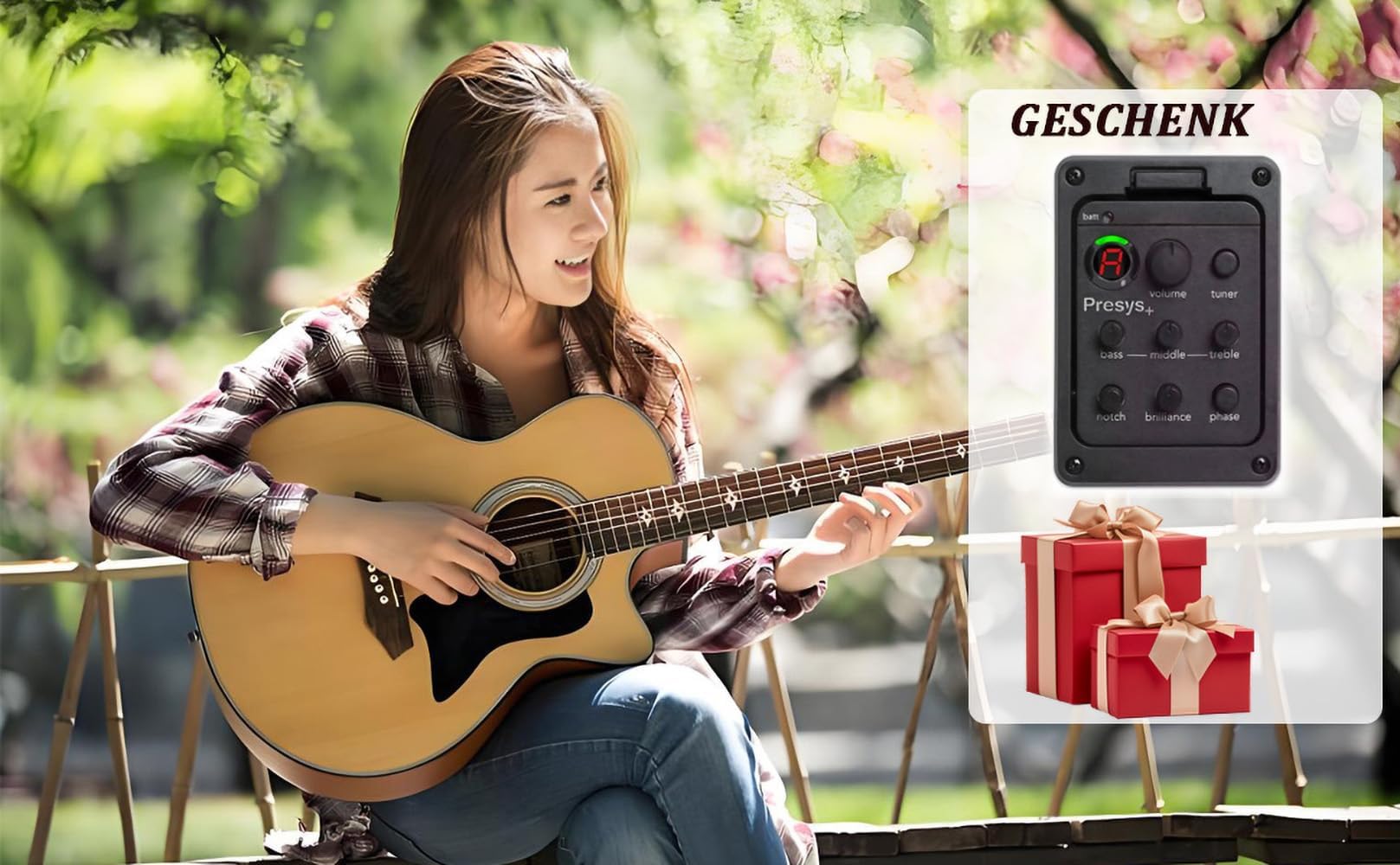 3-pasmowy przedwzmacniacz gitarowy equalizer do gitary akustycznej, jedna płyta tunera przedwzmacniacza