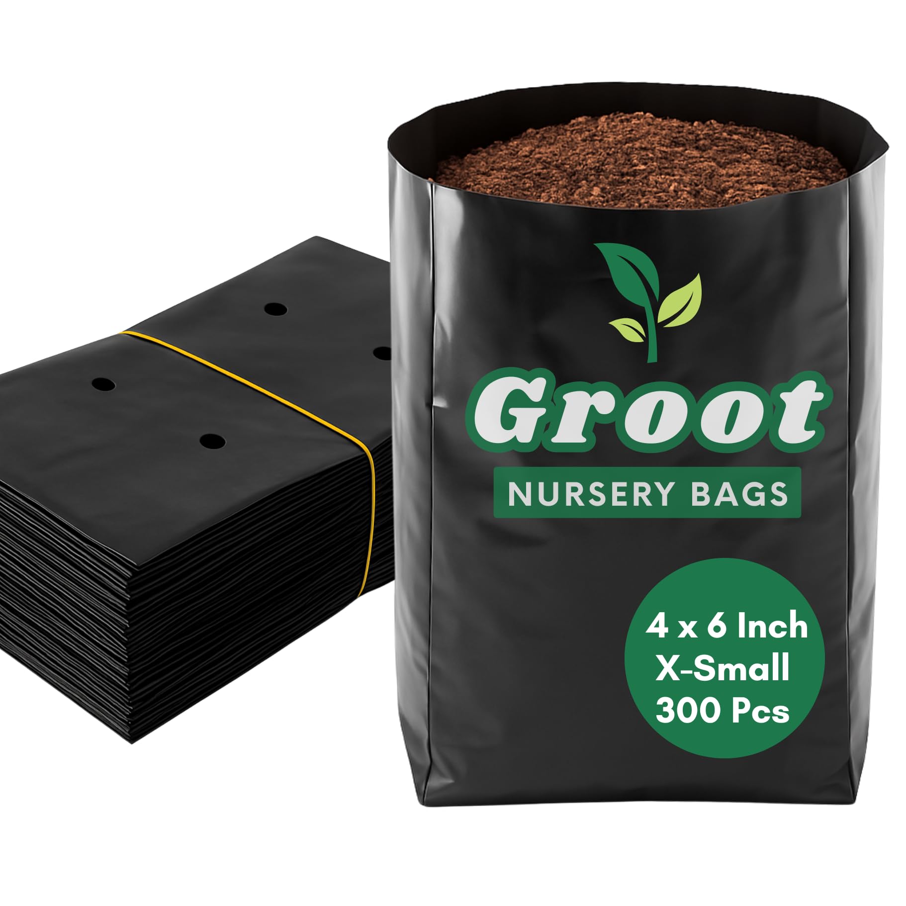 Groot Nursery Bags for Plants (Small, 4 x 6 Inches, Pack of 300, Black) UV Protected Poly Grow Bag Plastic Plant Bag for Home Garden, Flower & Vegetables – Reusable & Durable for Home & Commercial Use-image-33