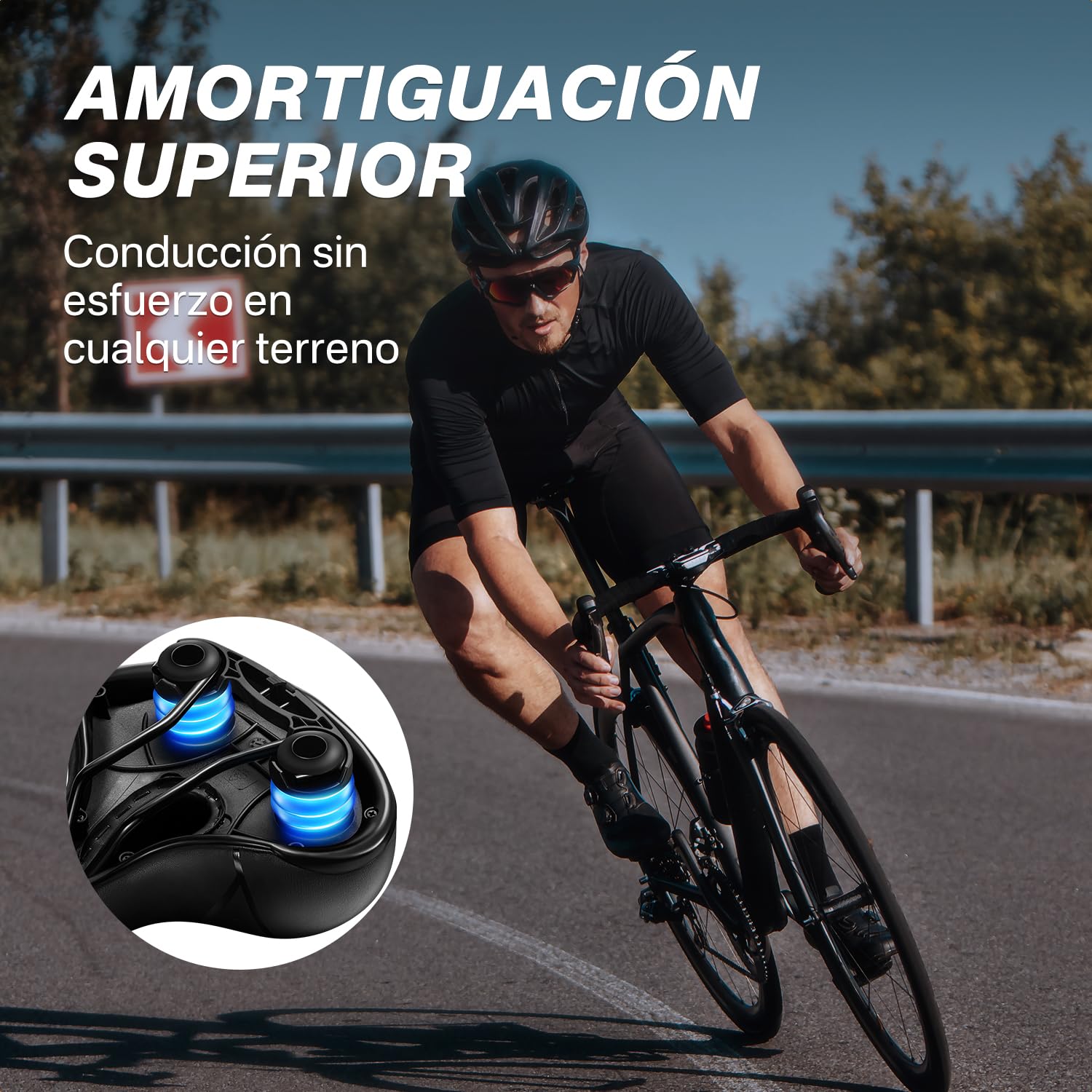 YOUNGDO Sillín para Bicicleta de Gel Ergonómico Transpirable, para Carretera, Montaña y Ciudad