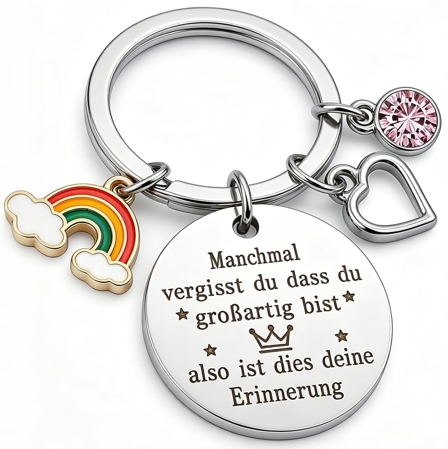 JANGYUHH Schlüsselanhänger Edelstahl Gravur mit Herz Anhänge