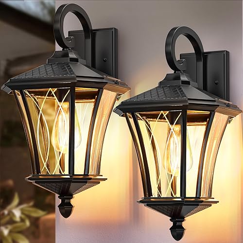 Miniatura 11 de YSN Luces de Pared Grandes para Exteriores de 16'', Paquete de 2, Apliques de Iluminación Exterior Negros, Luces de Pared para Exteriores, Luces