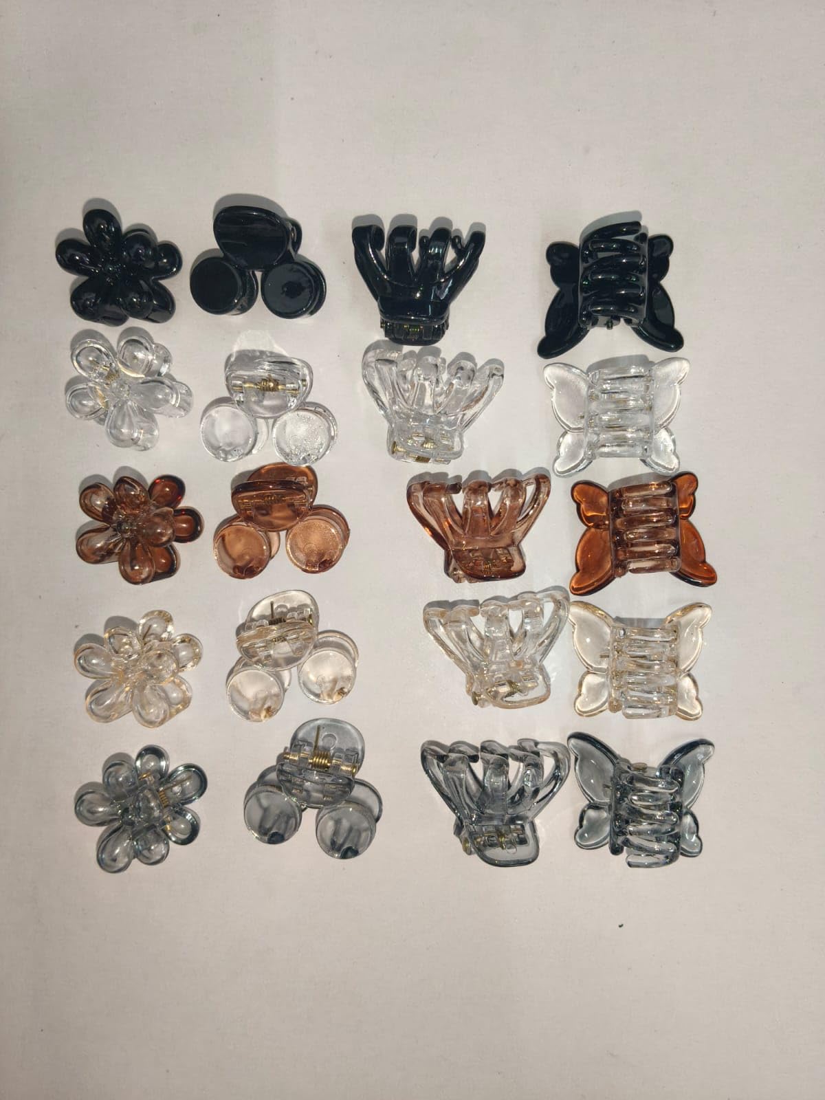 20-Pack Mini Acrylic Claw Clips, Aesthetic Flower and Butterfly Hair Clips, Small Nonslip Grip Hair Accessories for Women and Girls, Mixed Neutral and Clear Tones-image-15
