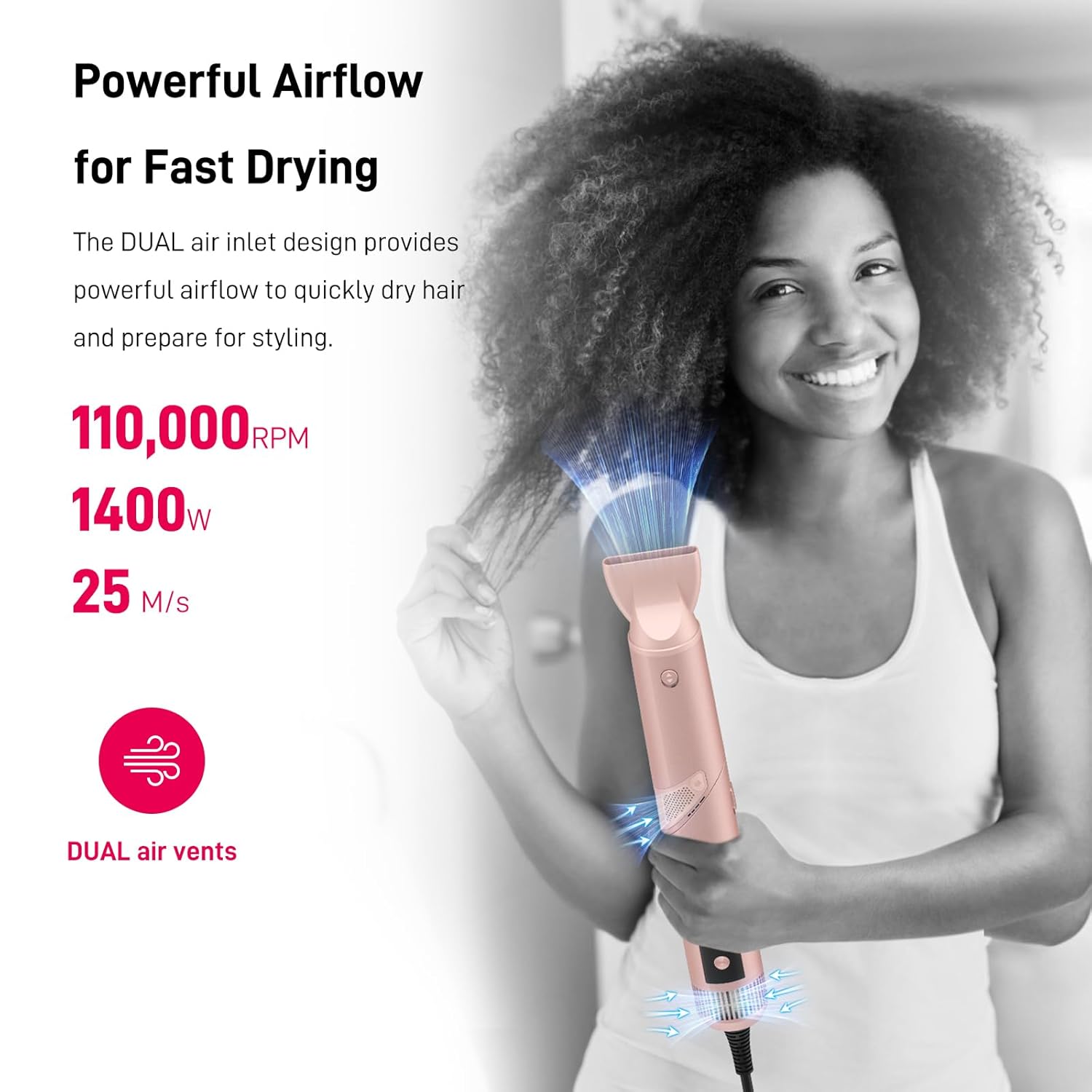 MESCOMB Professional Air Styling & Drying System - Powerful Hair Dryer Brush - Multi-Styler with Auto-Wrap Curlers, Paddle Brush, Oval Brush, Styling Concentrator, No Heat Damage, Portable Travel Case