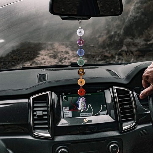 Miniatura 3 de rockcloud 7 piedras chakras reiki cristales curativos Peac Buckle Charm colgante colgante piedras preciosas meditación colgante adorno para ventana