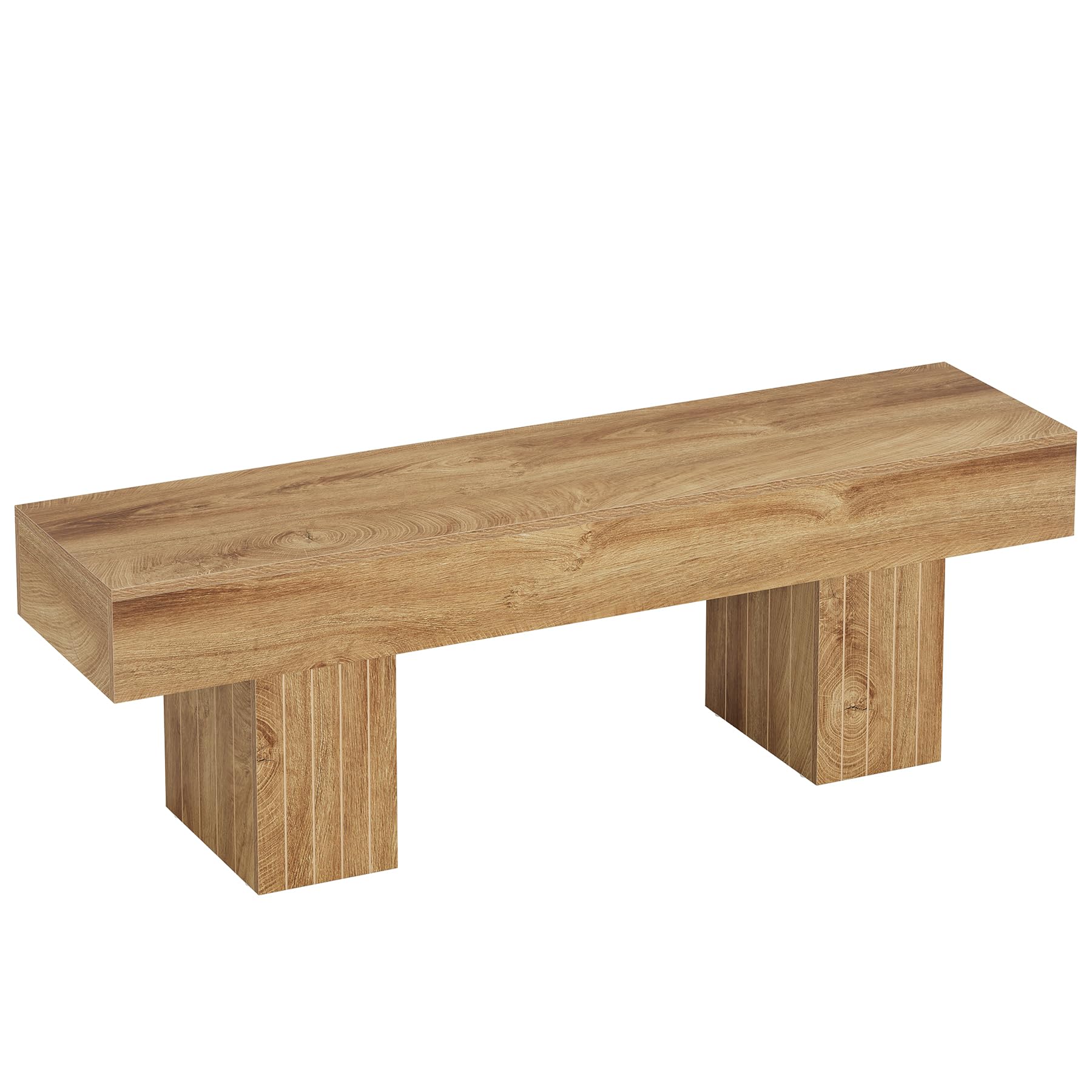Tribesigns 55" Dining Bench, Farmhouse Wooden Entryway Bench with Robust Legs, Indoor Bench for Bedroom, Dining Room, Kitchen, Hallway, Light Brown