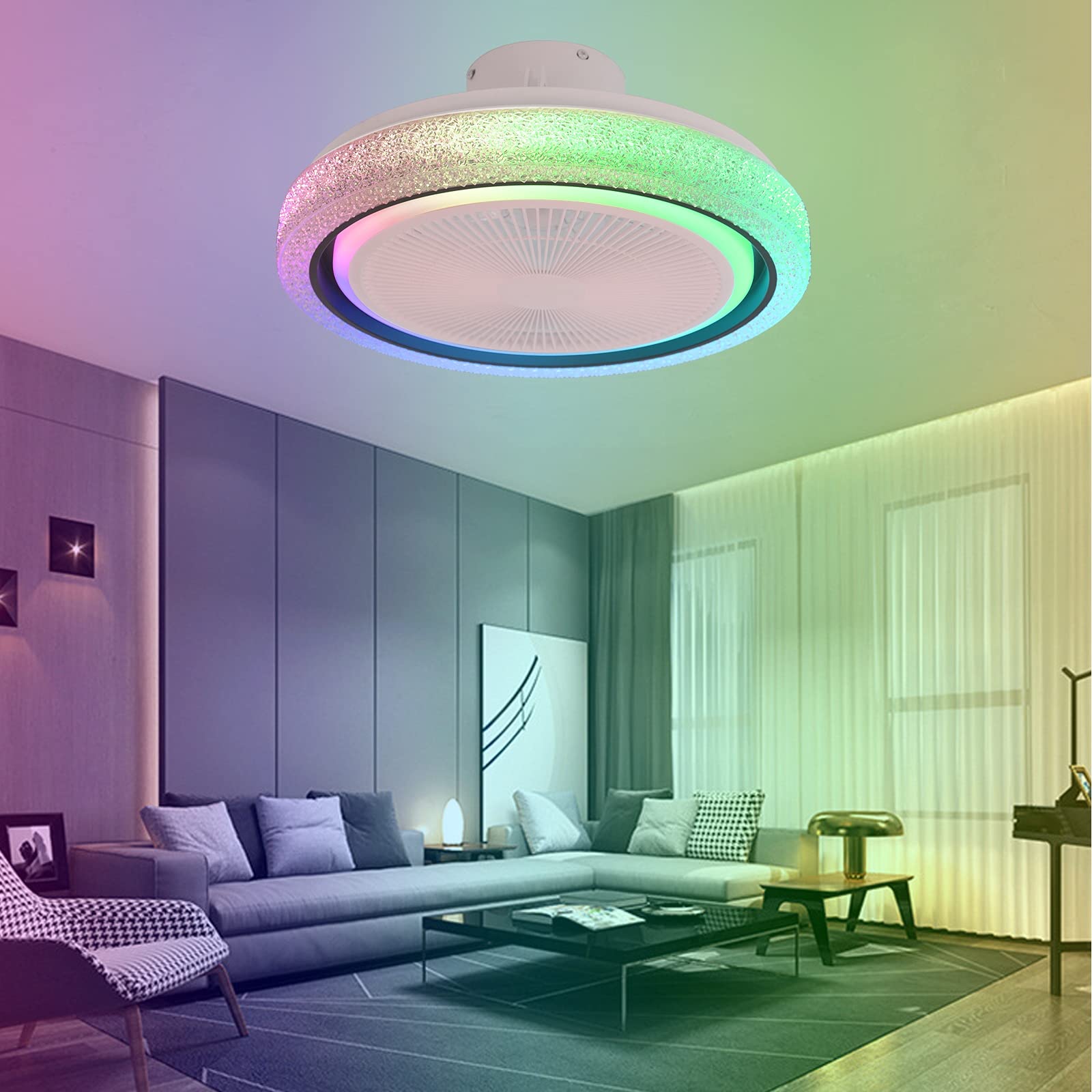 VOMI Silenzioso Ventilatore a Soffitto Lampada con Bluetooth