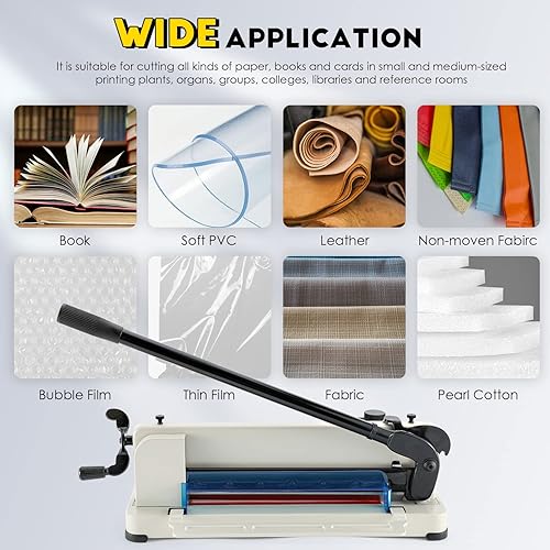 Miniatura 5 de CGOLDENWALL Cortador de papel resistente A4 Cortador de guillotina de papel de 12 pulgadas, máx. 400 hojas, precisión de corte de 0.001 in, adecuado