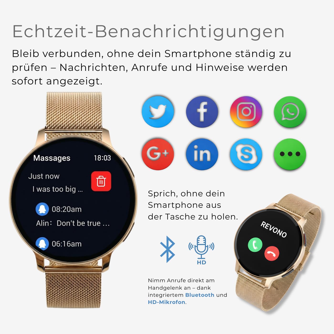 Smartwatch damski S53, złoty, wyświetlacz 1,39", rozdzielczość panelu 360 x 360, Smart Watch, kompatybilny z systemem Android od 5.0 i iOS od 10.0, Fitness Tracker, funkcje zdrowotne, złoty +