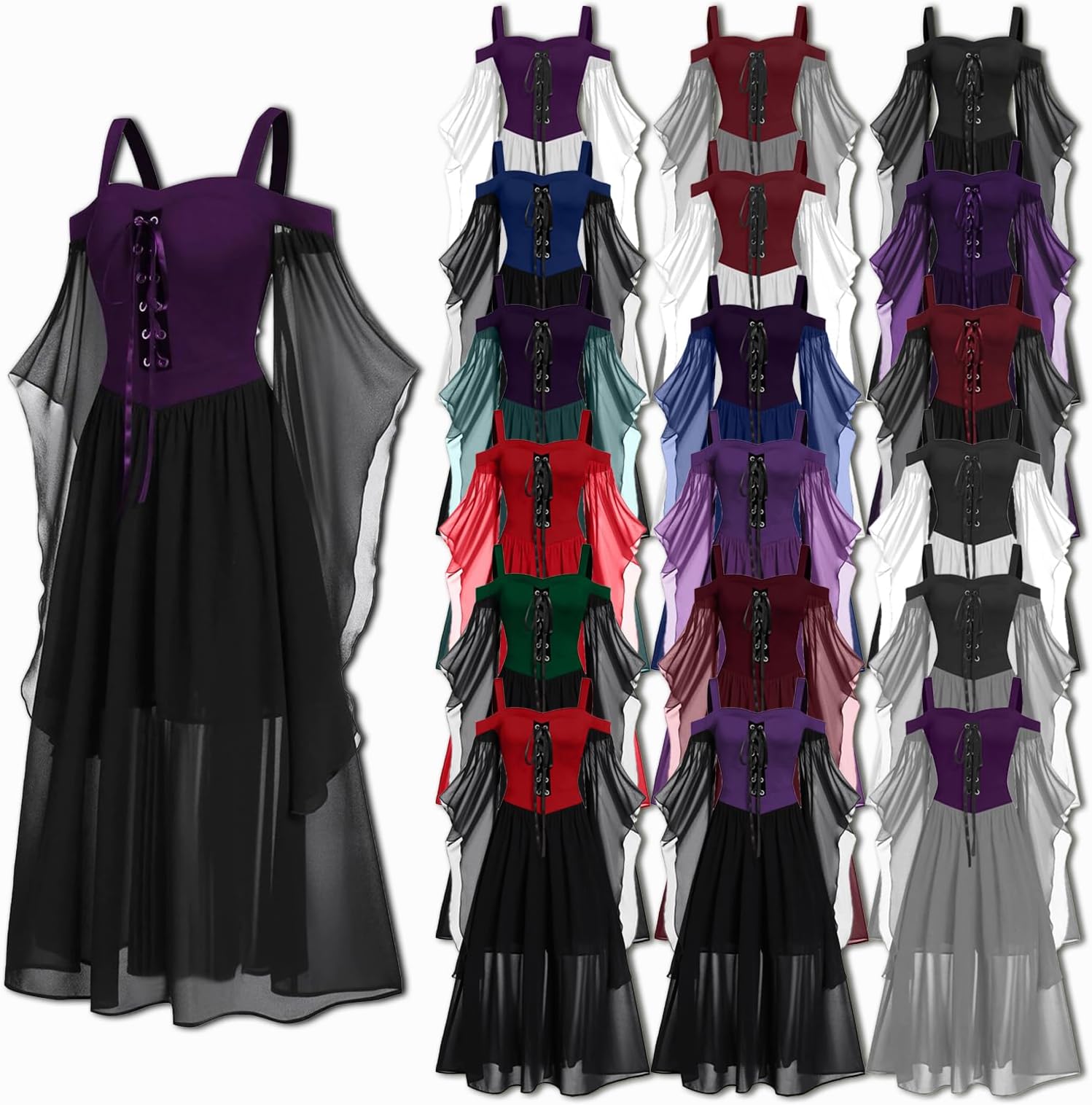 Halloween Victorian Dresses Plus Size Skirt Gothic Dress Medieval Costume Evening Party Prom Cocktail Swing Glad Rags Vintage Elegant A-line Costumes,Halloween Dress for Women Sale C1earance