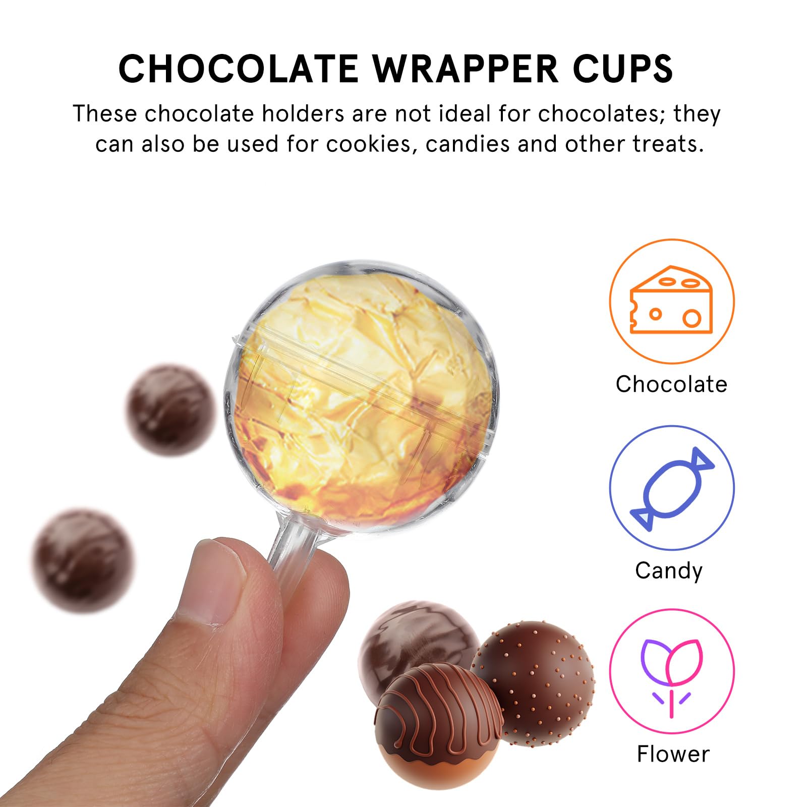 PartyKindom Chocolate Holder for Bouquet: 80pcs Clear Lollipop Case, Plastic Flower Holder for Christmas, Birthday, Wedding, Valentine's Day