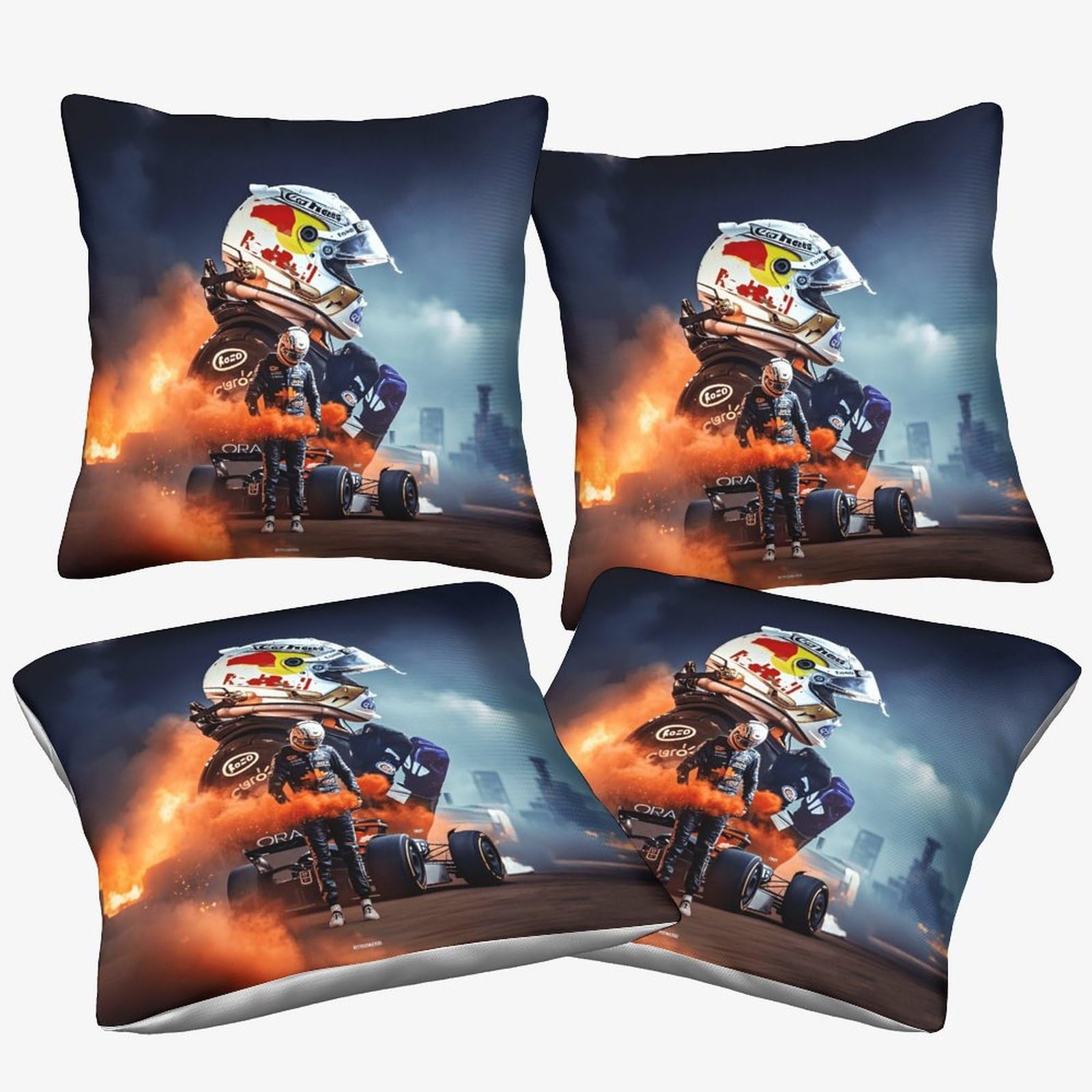 Dafufbw Formulaa Racing Microfiber Cushion Cover 40X40cm, 4Pcs, Maxverstapen Decorative Square Throw Pillow Case For Couch Livingroom Sofa Bed