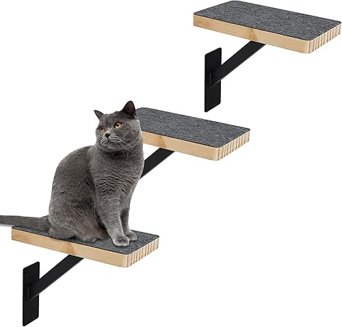 Purife Escalones de escalada para gatos (paquete de 3) Escalones de pared de gato de soporte de metal resistente, estantes flotantes de pared,