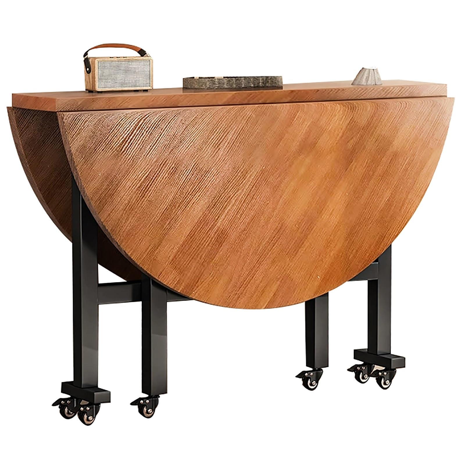 Table de salle à manger pliable et portable pour 4 à 8 personnes - Design compact avec 6 roulettes - Idéale pour les petits espaces - 100 cm