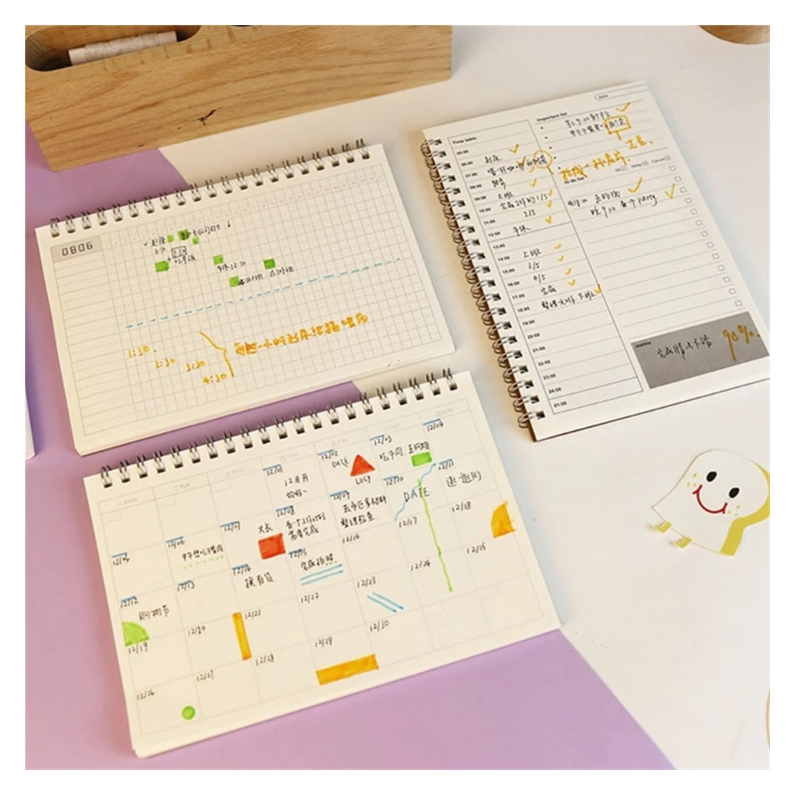 Inspirierendes Notizbuch 2 stücke Planer Buch Monatlich Wöchentlich Täglichen Agenda Zeitplan Blanko Tagebuch DIY Studie Notebook Umweltfreundliche Papier Schreibwaren Schule Liefert(M)