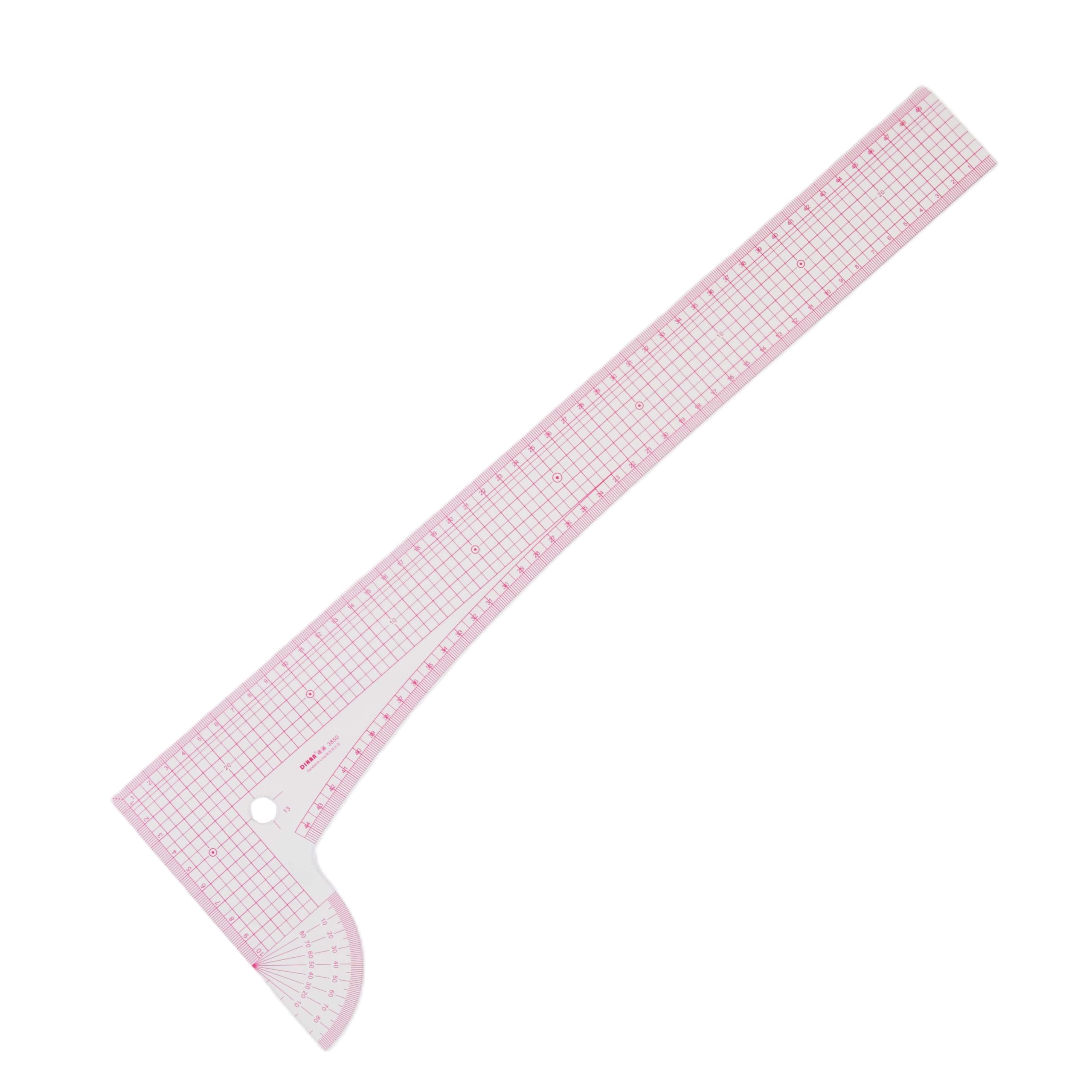 Dihan #3850S Metric L-Square Multifuction French Curve Ruler Vary Form Plastic Tailor Fashion Design Ruler, Pattern Making Ruler, Tailoring Ruler, Garment Ruler, Sewing Ruler (3850)