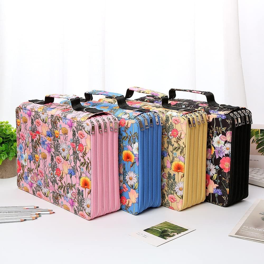Astuccio per matite colorate, 480 scomparti con cerniera, portapenne per matite, penne, pennarelli, per scuola e ufficio, con astuccio, grande capacità, blu, organizer per borse, Blu, /