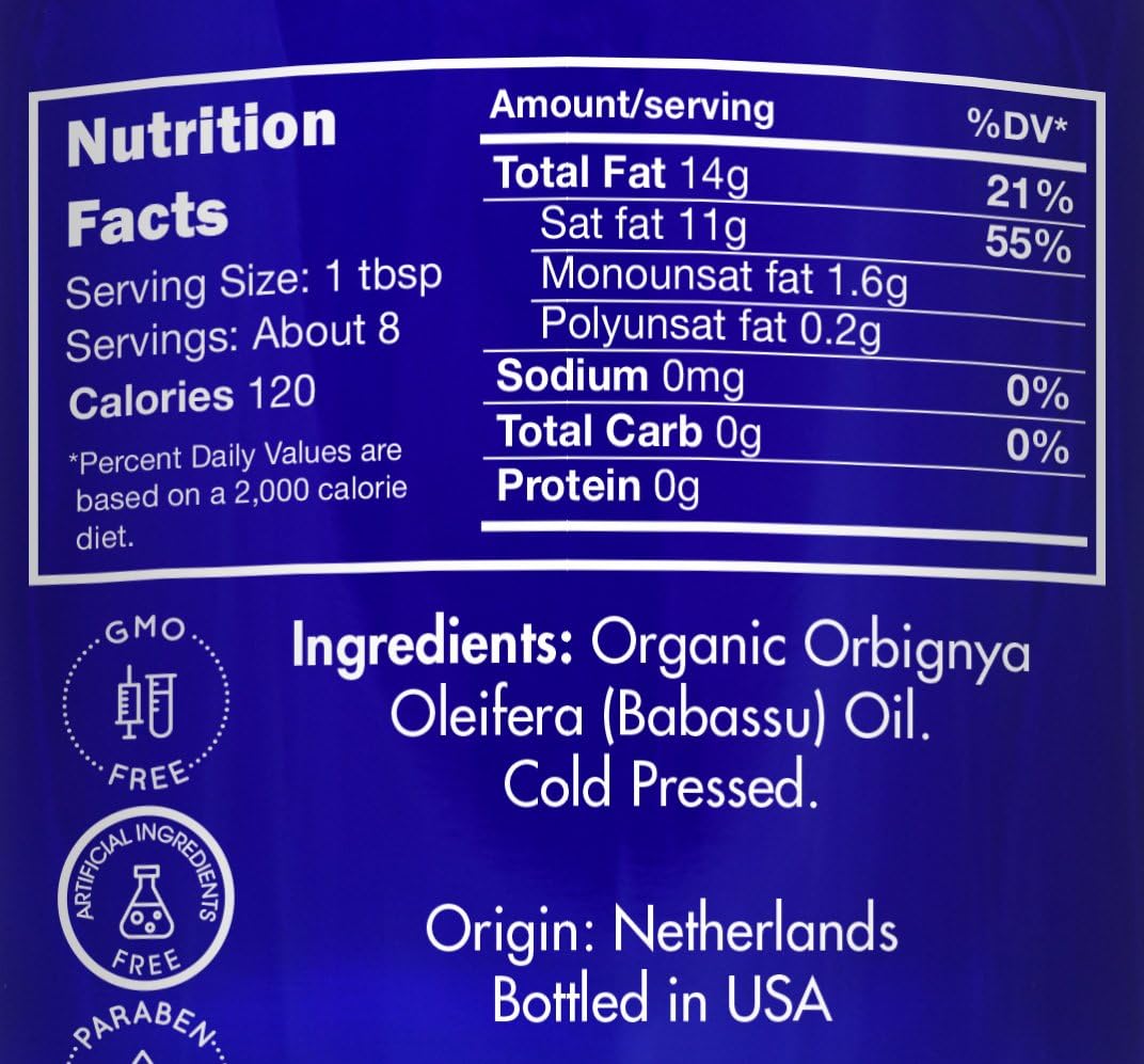 Zongle USDA Certified Organic Babassu Oil, Safe to Ingest, Cold Pressed, Orbignya Oleifera, 4 oz