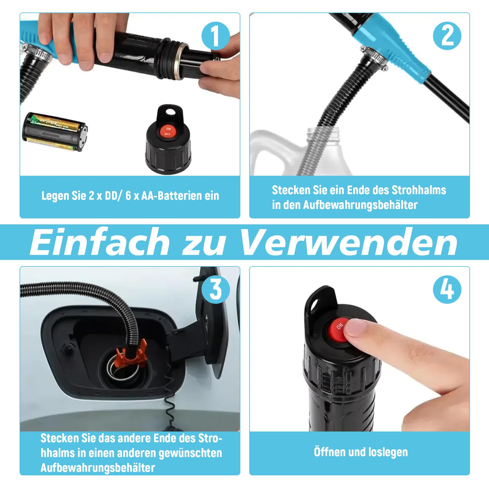 Herbst Elektryczna pompa transferowa, akumulatorowa, pompa wodna, elektryczna pompa przelewowa (niebieska)