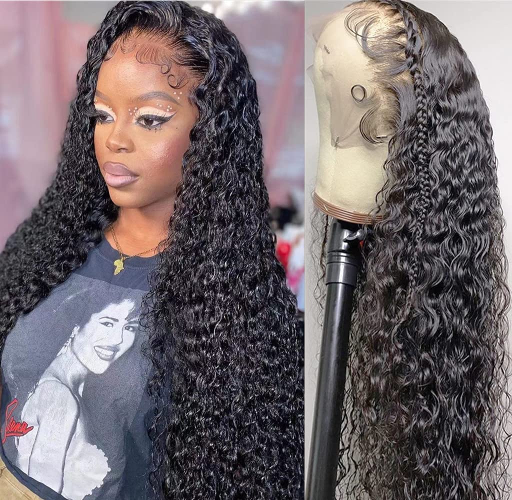 Ksfull Deep Curly Lace Front Wigs Human Hair HD Curly Human Hair Wigs Wet and Wavy