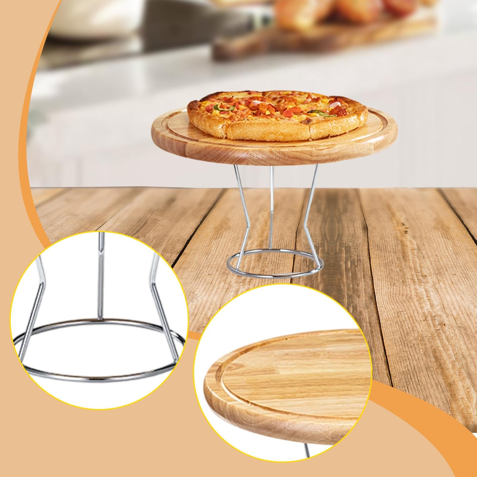 Soporte para Bandeja de Pizza, Bandeja para Pizza, Plato para Servir, Expositor de Mesa para Dulces, Embutidos, Aperitivos, Galletas Y Queso, 10 Inch