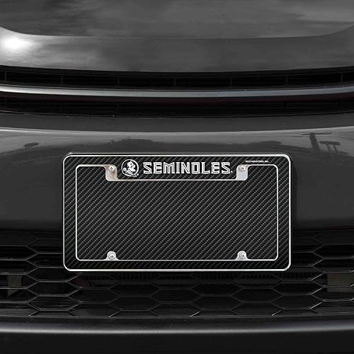 Miniatura 46 de Rico Industries NCAA Carbon Fiber 12" x 6" Chrome All Over Automotive License Plate Frame for Car/Truck/SUV