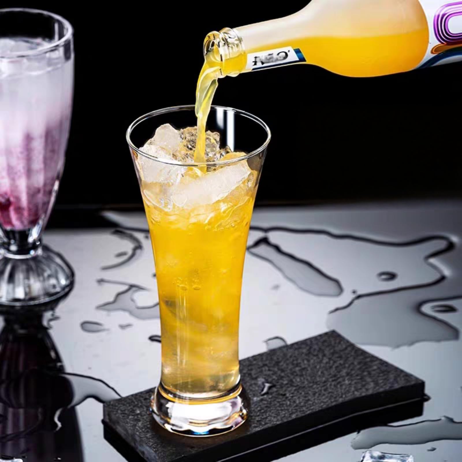 Sanduhr-Highball-Gläser, 340 ml, kristallklares, hohes Cocktailglas, schmale Taille, Longdrink-Glasbecher für Eiskaffee, Früchtetee, Saft, Cocktails, Bar und Zuhause, 6 Stück