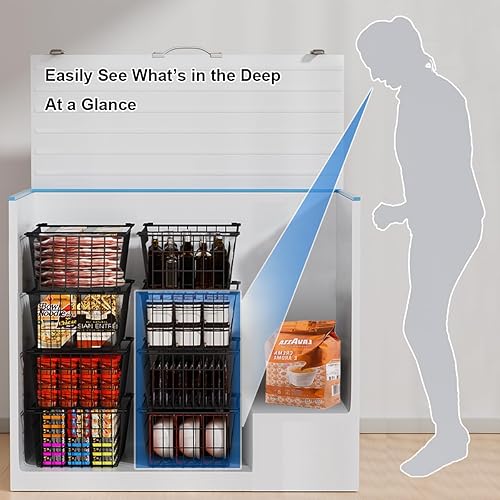 Miniatura 4 de Orgneas Contenedores organizadores para congelador, 4 cestas apilables para congelador de 7.0 pies cúbicos para congelador profundo para añadir