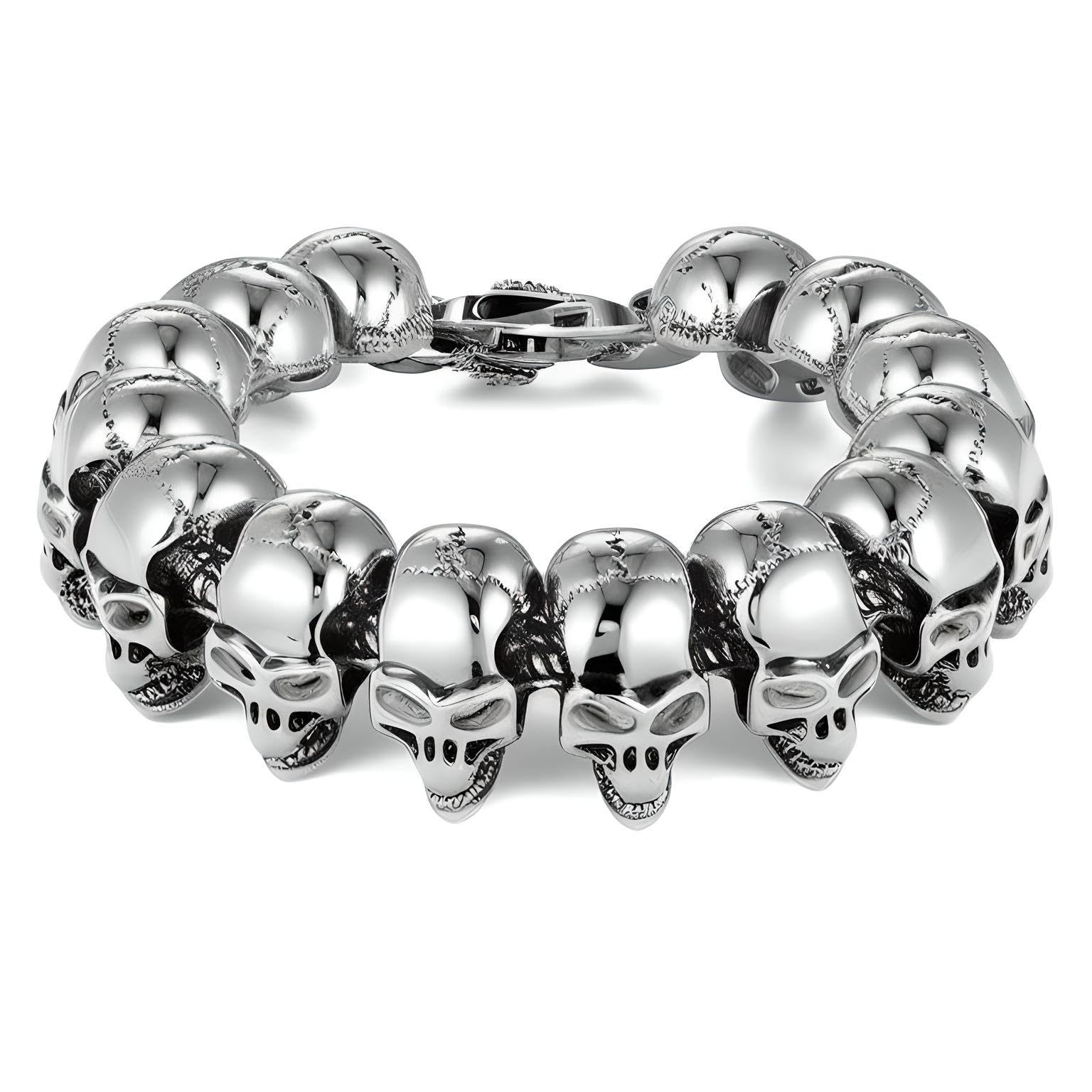 THE MEN THING Ghost Head - 22mm Pure Titanium Steel Bracelet, Skull Head Bracelet with Lobster Claw Buckle for Men & Boy (8inch) (B0CV5273SV) Amazon Price History, Amazon Price Tracker