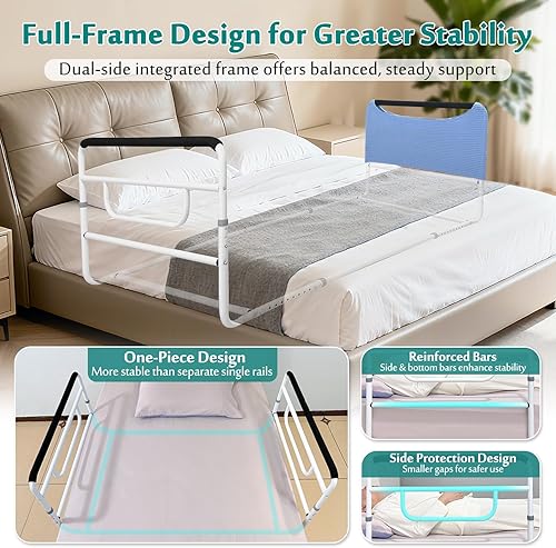 Miniatura 4 de Mybow Barandillas de cama para personas mayores, rieles de asistencia de cama ajustables, pasamanos de seguridad médica para adultos mayores,