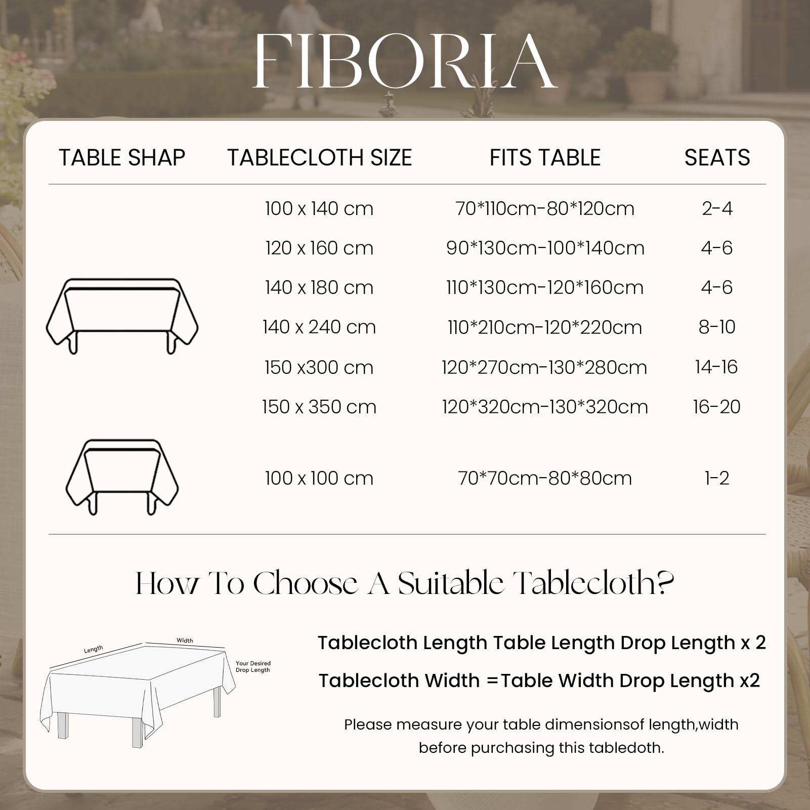Grande Nappe Rectangulaire 350 x 150 cm Extérieur Anti Tache Nappes Beige en Aspect Lin Déperlante Protection de Moderne Table pour Printemps,Jardin,Mariage,Pâques,Fête,Camping,Cuisine