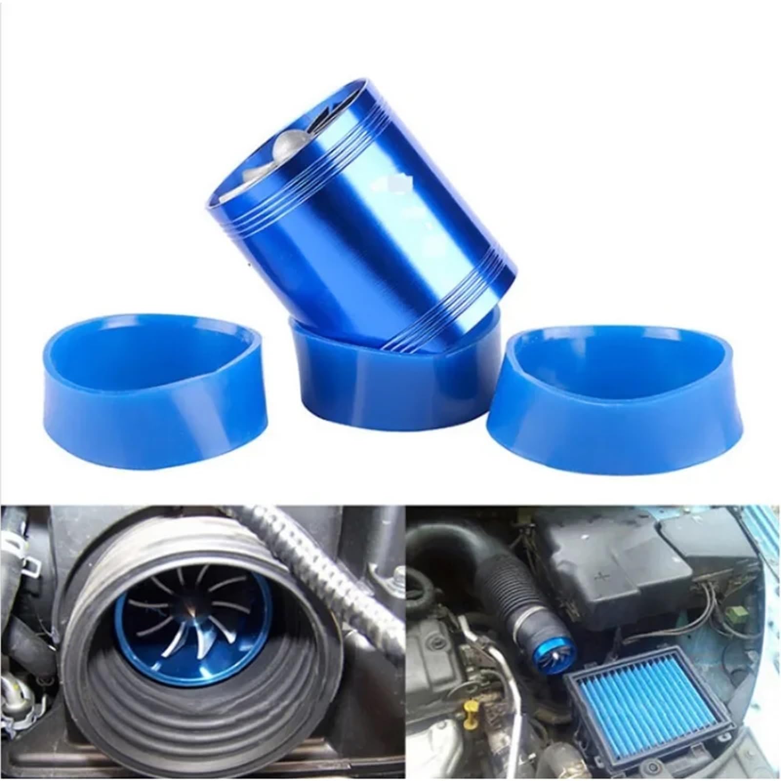 Turbocharger zestaw Jednostronny Wlot Powietrza Do Samochodu Turbosprężarka Gaz Paliwo Olej Oszczędność Wentylator Silnik Turbina Moc Akcesorium Silnik turbo(Blue)