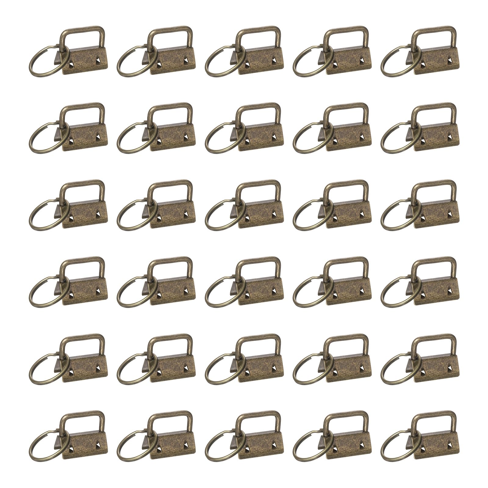 sourcing map 30 Pcs Key Fob Hardware, 1in 26mm Wristlet Clasp Sets with Key Rings for Keychain Making Supplies Lanyards Bag DIY Crafts, Bronze