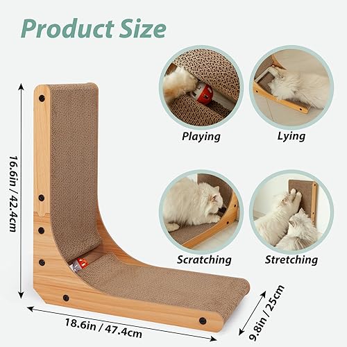 Miniatura 2 de Cartón rascador ovalado para gatos, cuenco para rascar para gatos con un juguete interactivo, rascador para gatos, garra de molienda para interiores