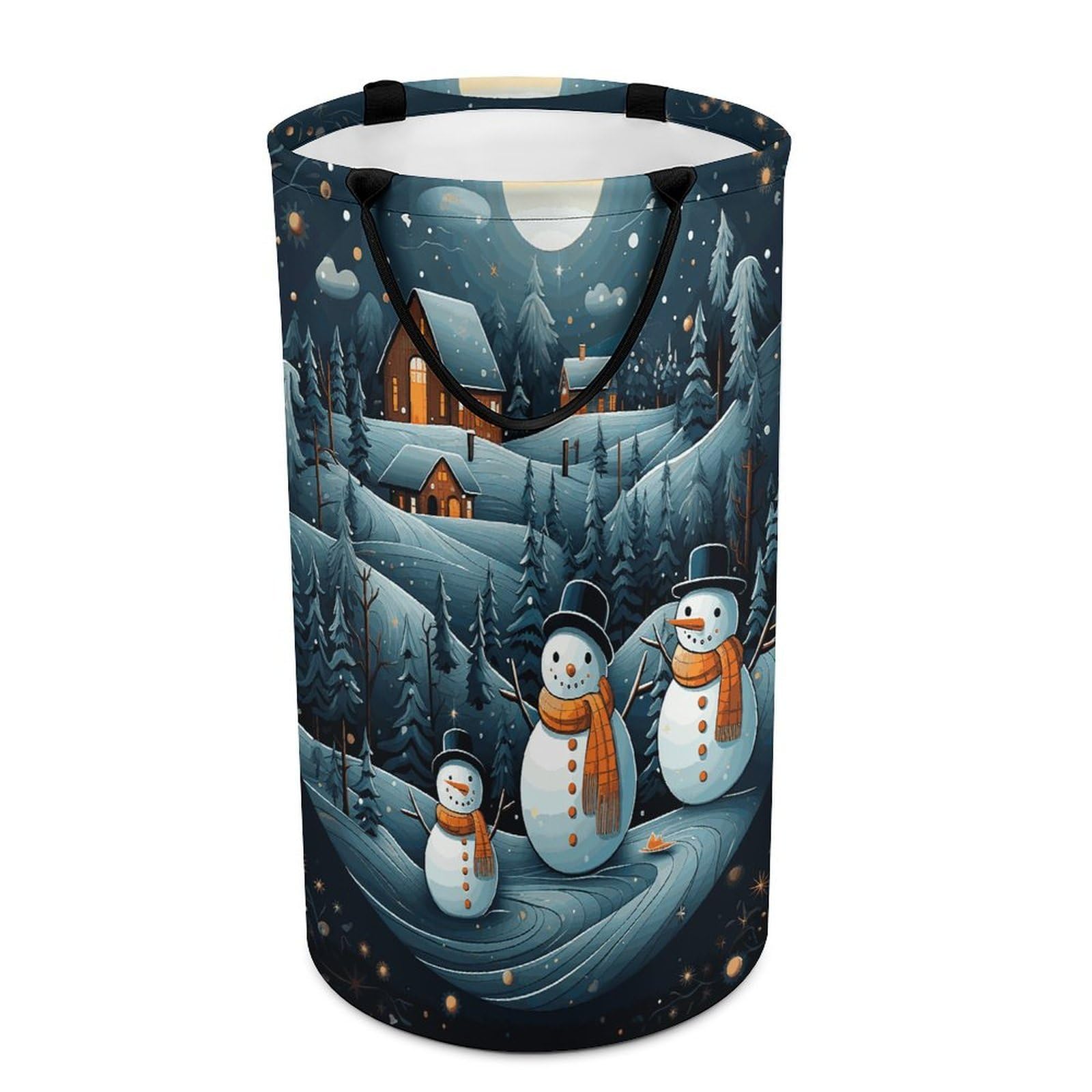 Christmas Santa Penguin Laundry Basket Freestanding Laundry Hamper with Handles Waterproof Dirty Clothes Hamper Collapsible Washing Bin Aesthetic Clothes Basket for Bathroom Bedroom Dorm