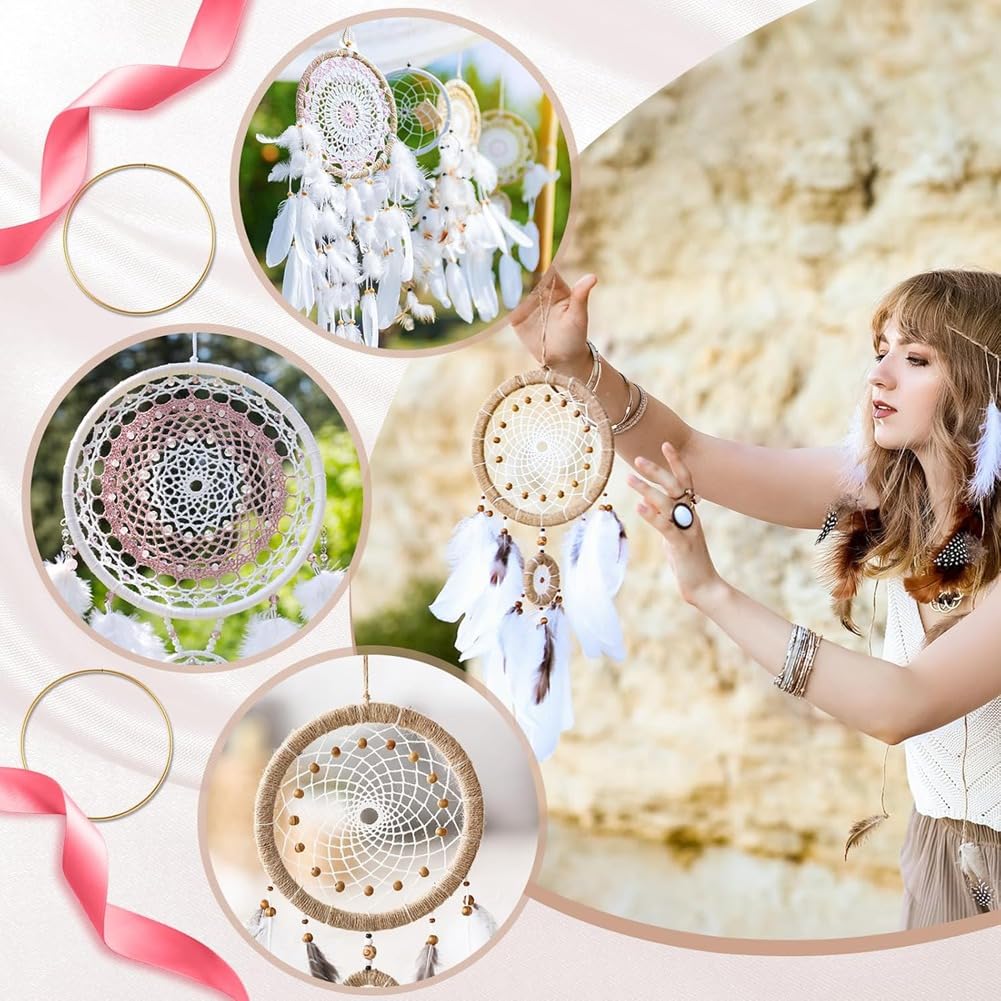 100 Anillos de Metal para Manualidades, Macramé, Atrapasueños, Aros Dorados, Decoración de Mesa de Boda, Colgante de Pared.