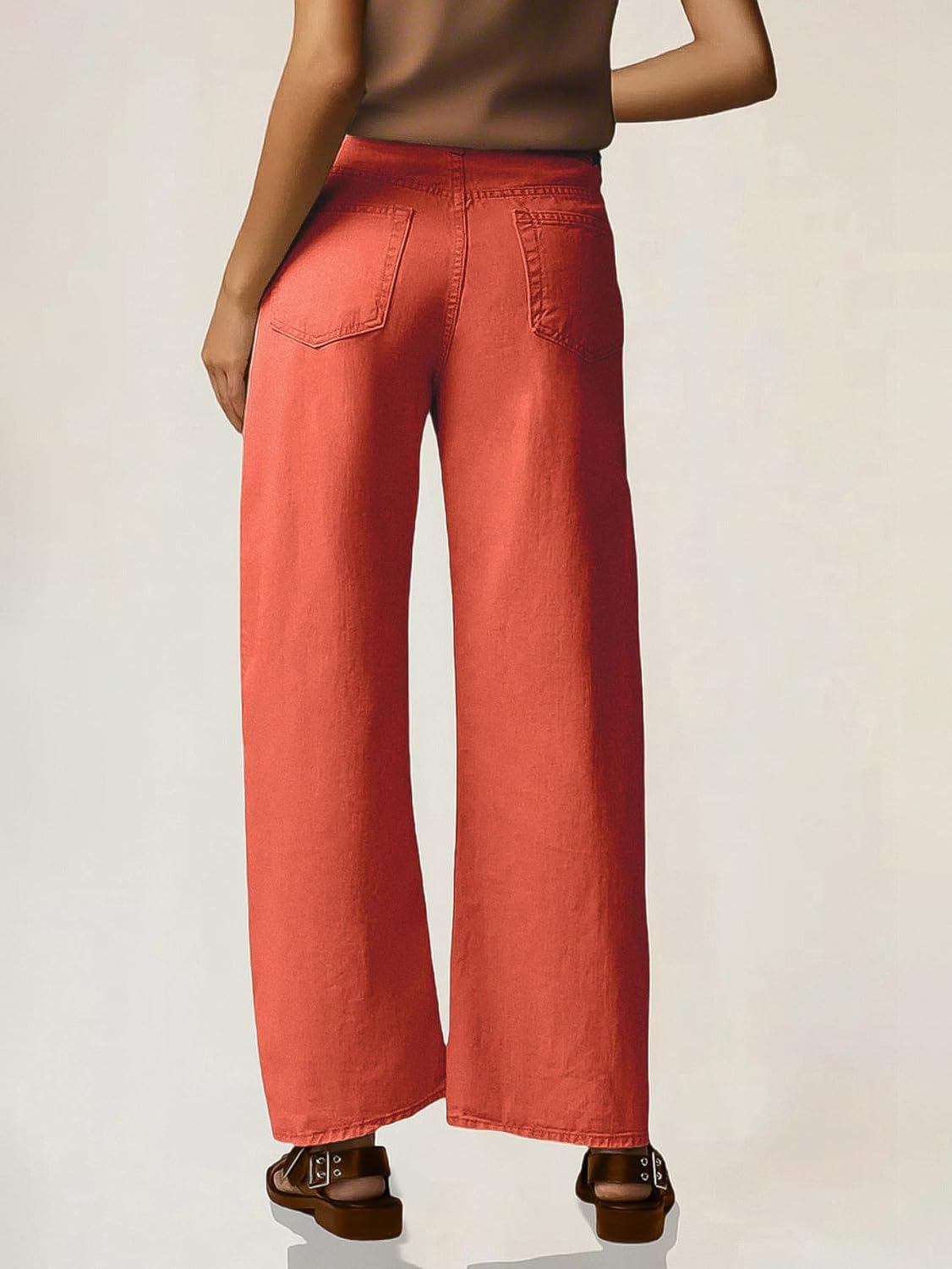 Flamingals Wide Straight Leg Mid Rise Baggy Pocket Denim Jeans Without Belt