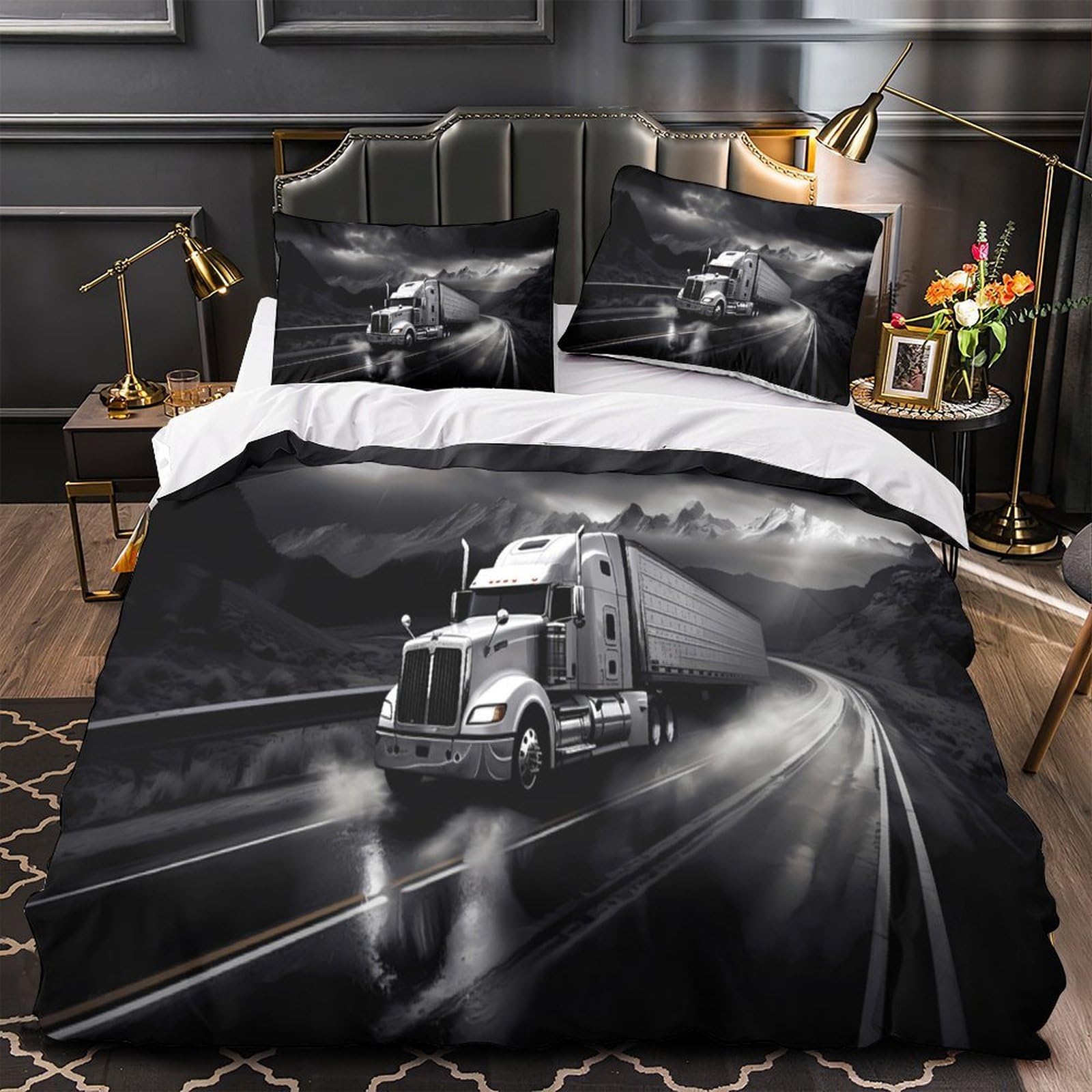 Housse de couette camion hypoallergénique et respirante double 200x200