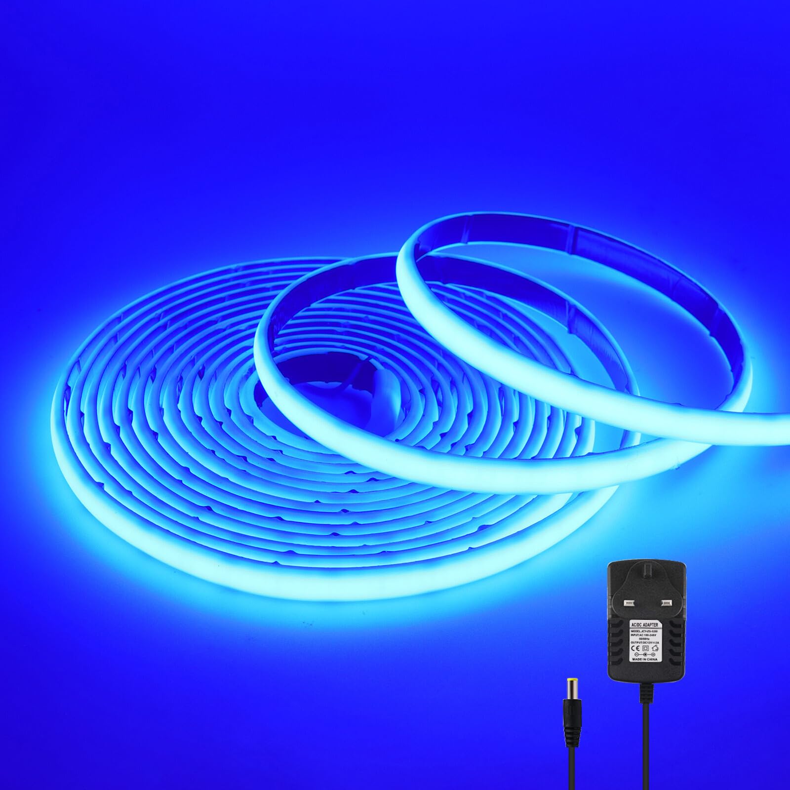 KAFULA 12V COB LED neon Light Strip self-Adhesive [1m, Blue], IP68 Waterproof Flexible, 320 LEDs/m Super Bright FCOB LED Fairy Light CRI90+, can be Cut Every 5cm, Indoor and Outdoor Decoration — image 1