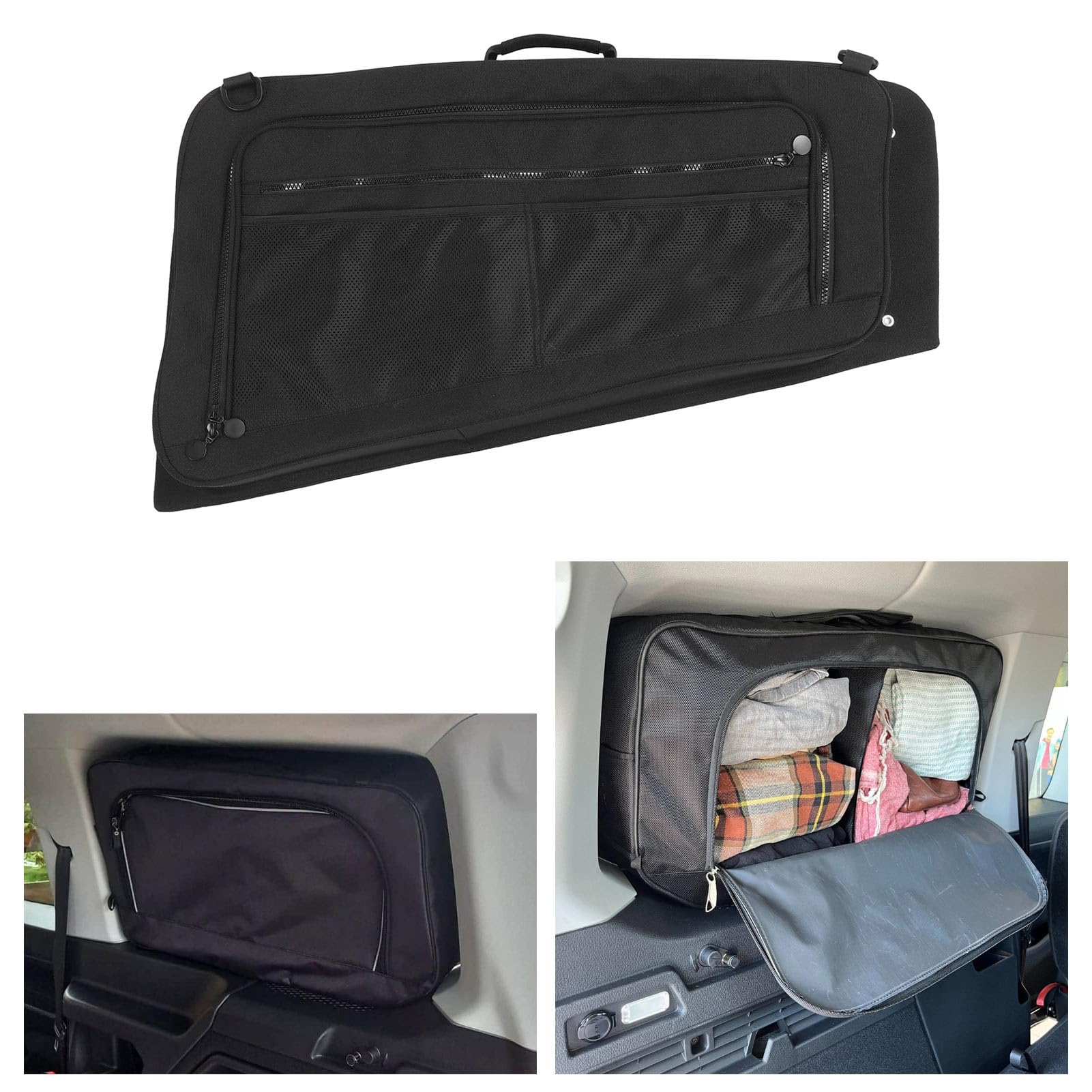 Aufbewahrungstasche für die Heckscheibe, 1200D Oxford-Stoff, Multifunktionaler Auto-Innenraum-Organizer mit Starken Saugnäpfen, Ideal für Camping und Unterwegs (Fenster hinten rechts)