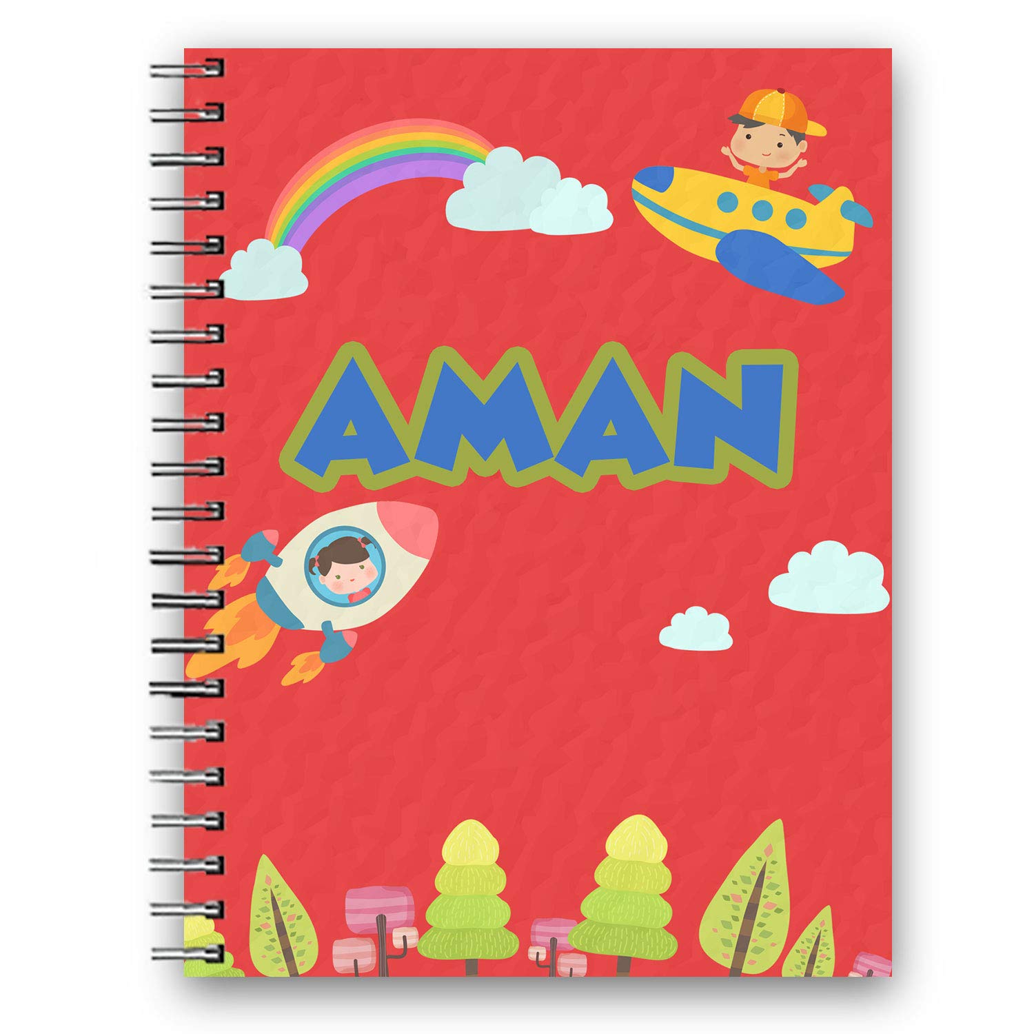 Customized Wiro Diary/Notebook A5 - Rockets And Planes - Personalize with Name/Quote/Design - Printed Front Cover With Matte Lamination - 40 pages, 80 sides - Multi Color - Mom's Charm