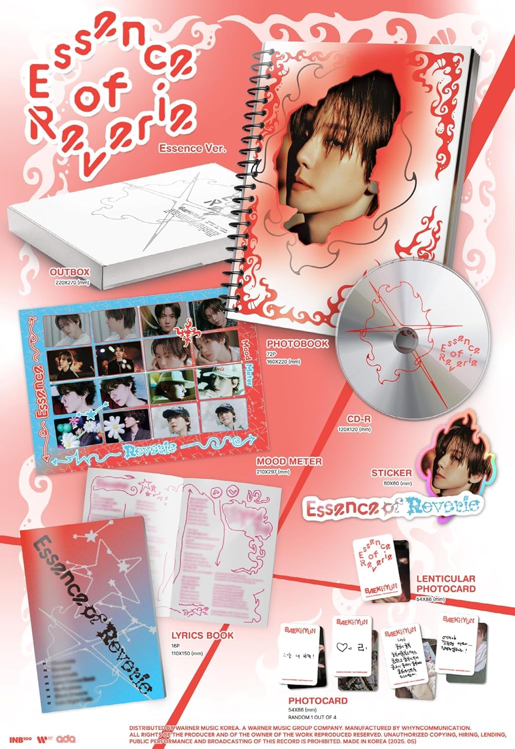 Baekhyun Essence of Reverie 5th Mini Album with Tracking Sealed (Photobook Reverie Version) + Extra photocards